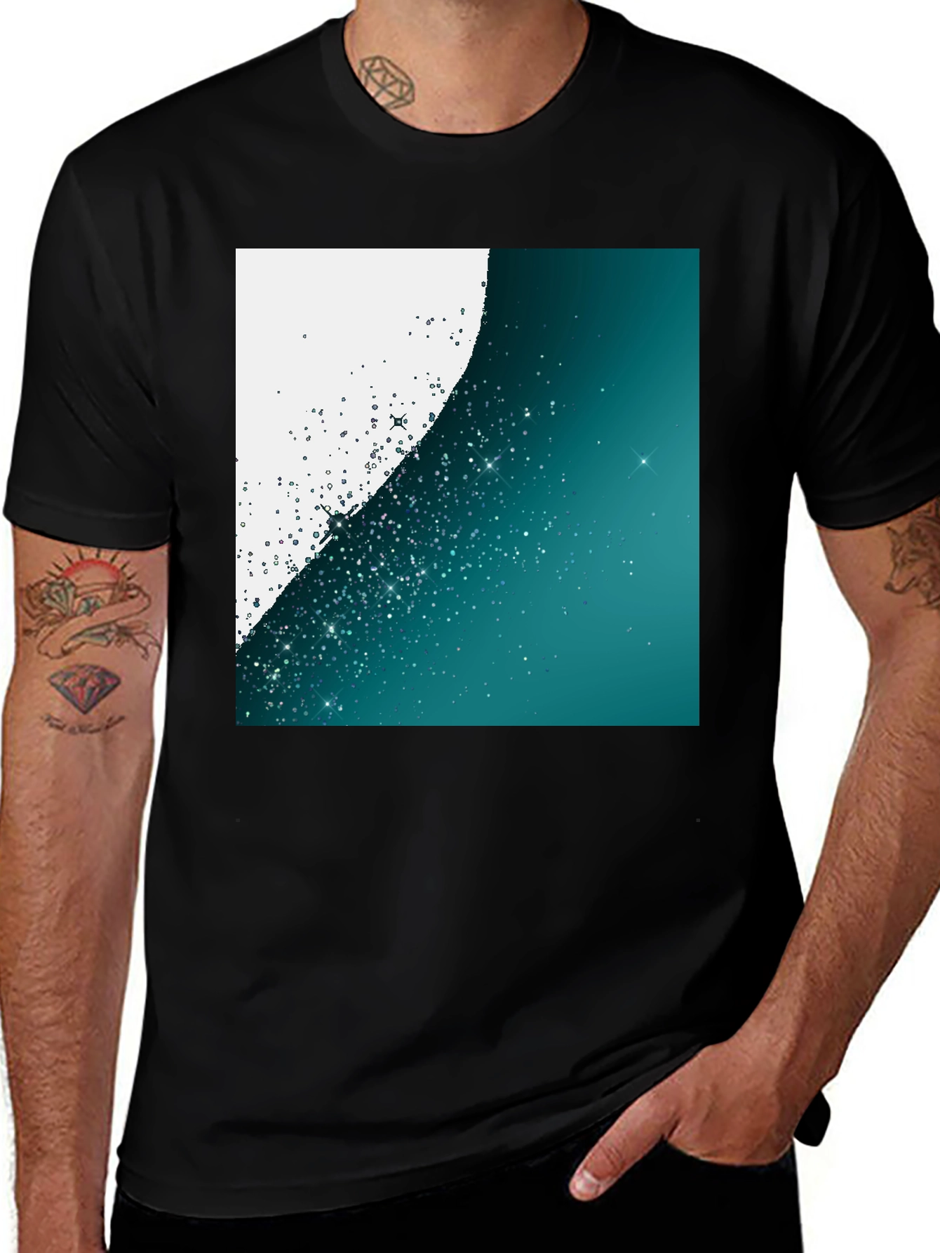 Galaxy Swirl Graphic Print Black T-Shirt