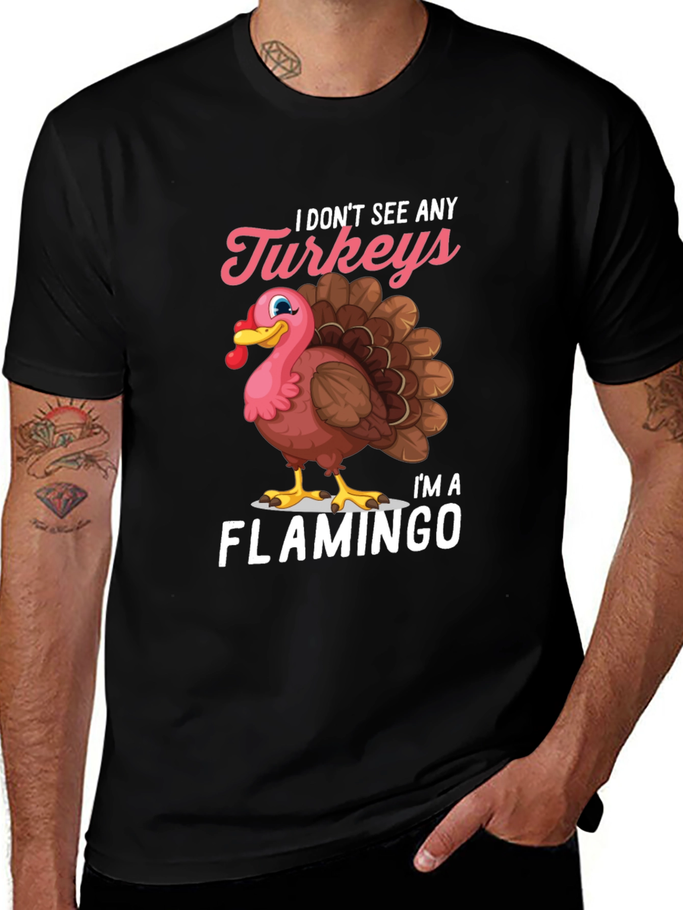 Variant 15 of Funny Turkey Flamingo Graphic T-Shirt