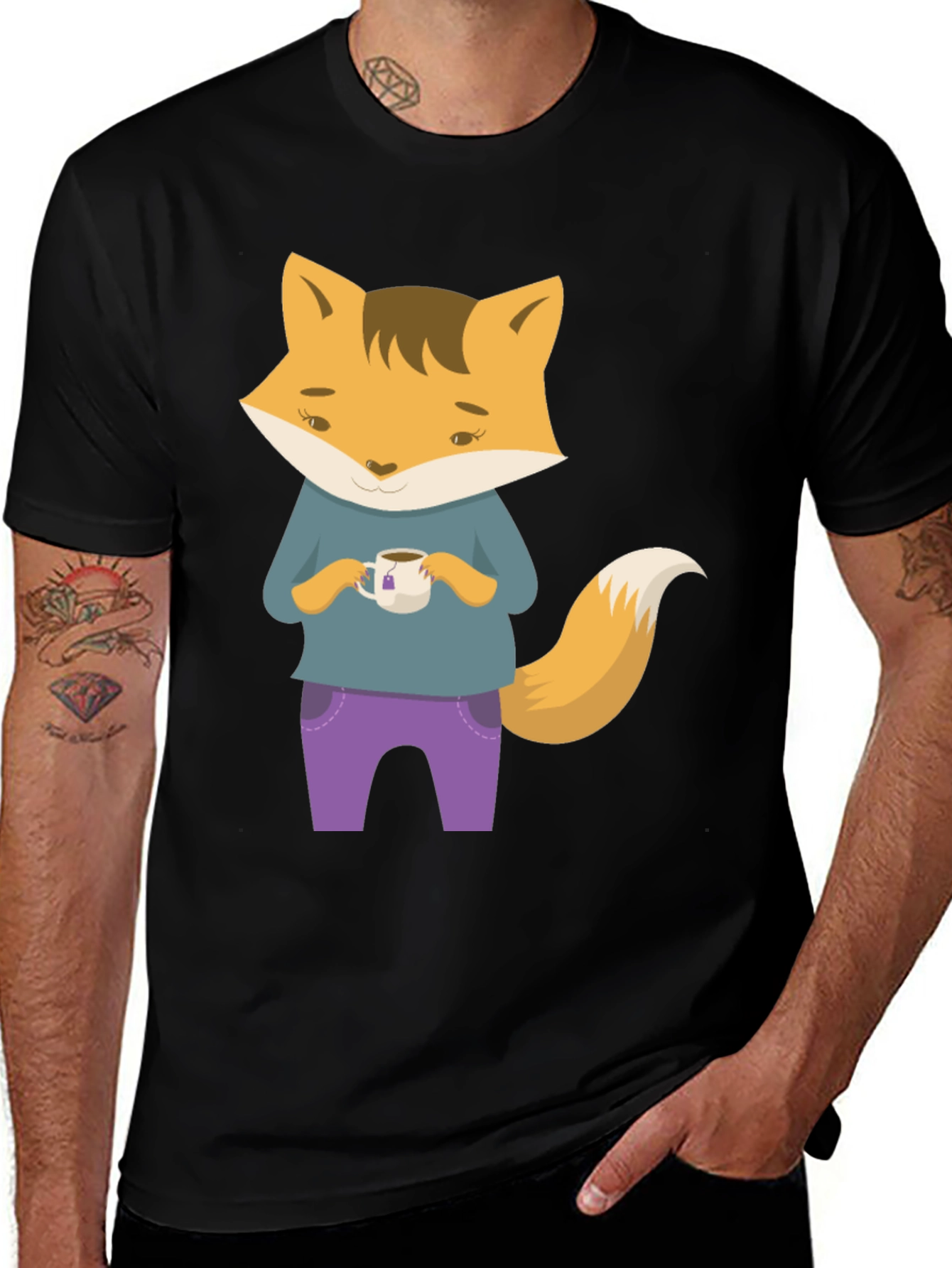 Variant 26 of Fox Tea T-Shirt - Cute Cartoon Fox Design