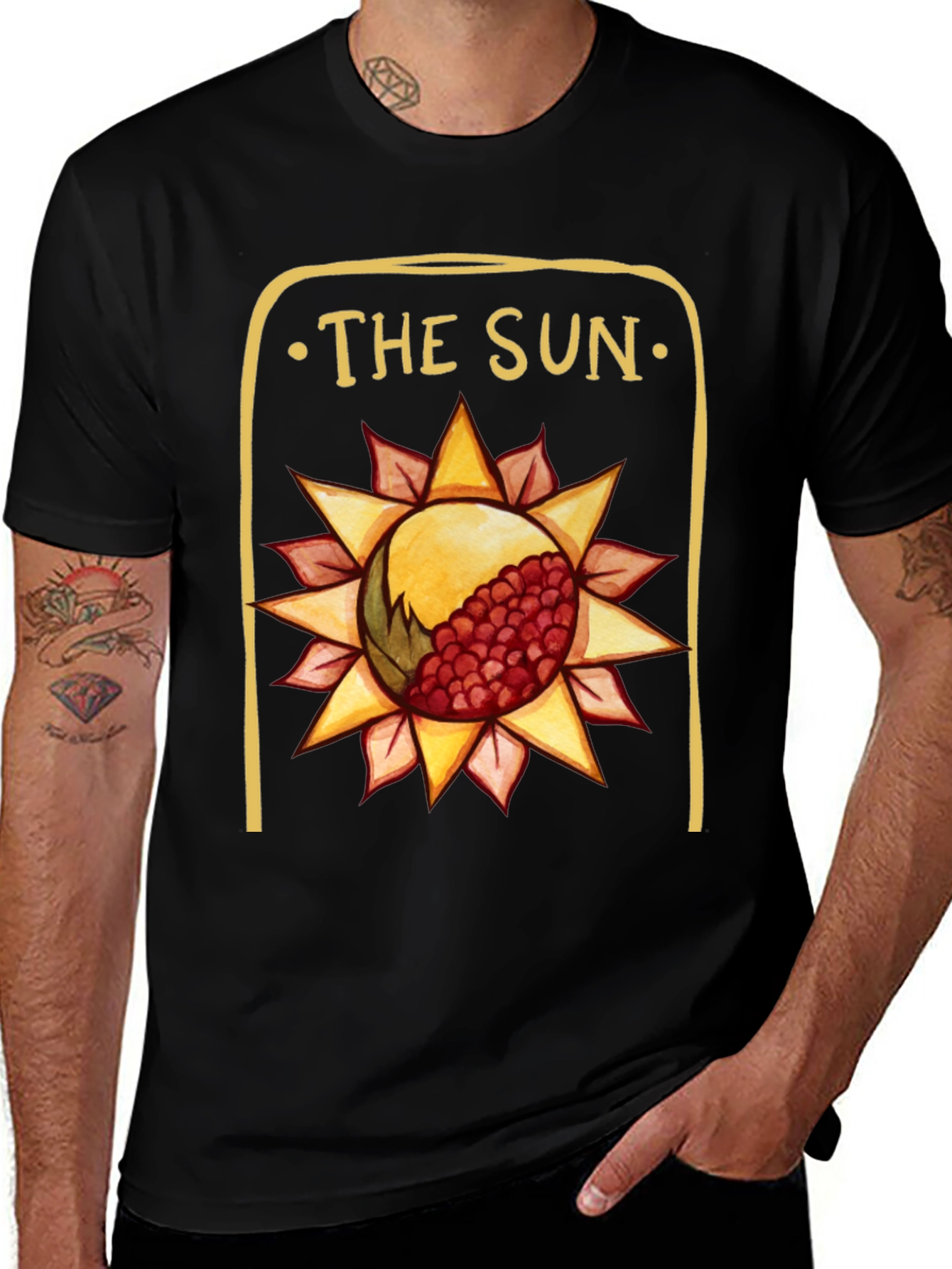 Variant 26 of The Sun Tarot Card Graphic Tee - Black
