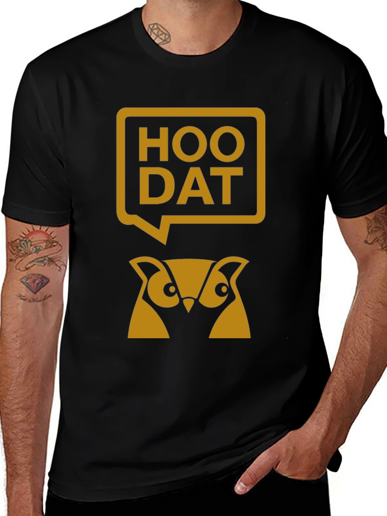 Variant 23 of Hoo Dat Owl Graphic T-Shirt - Black
