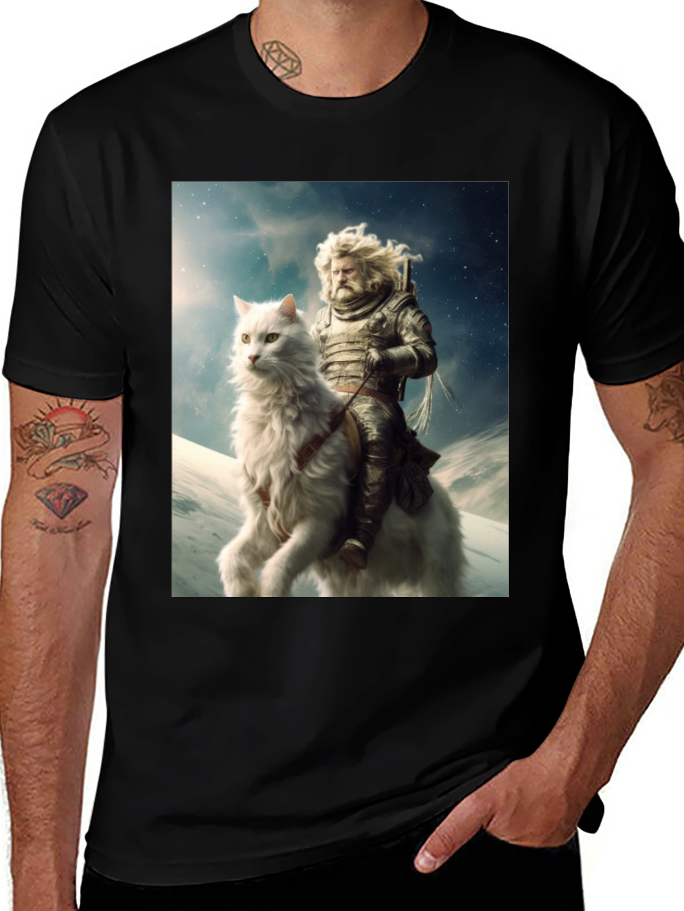 Variant 11 of Knight Riding Cat Graphic Tee