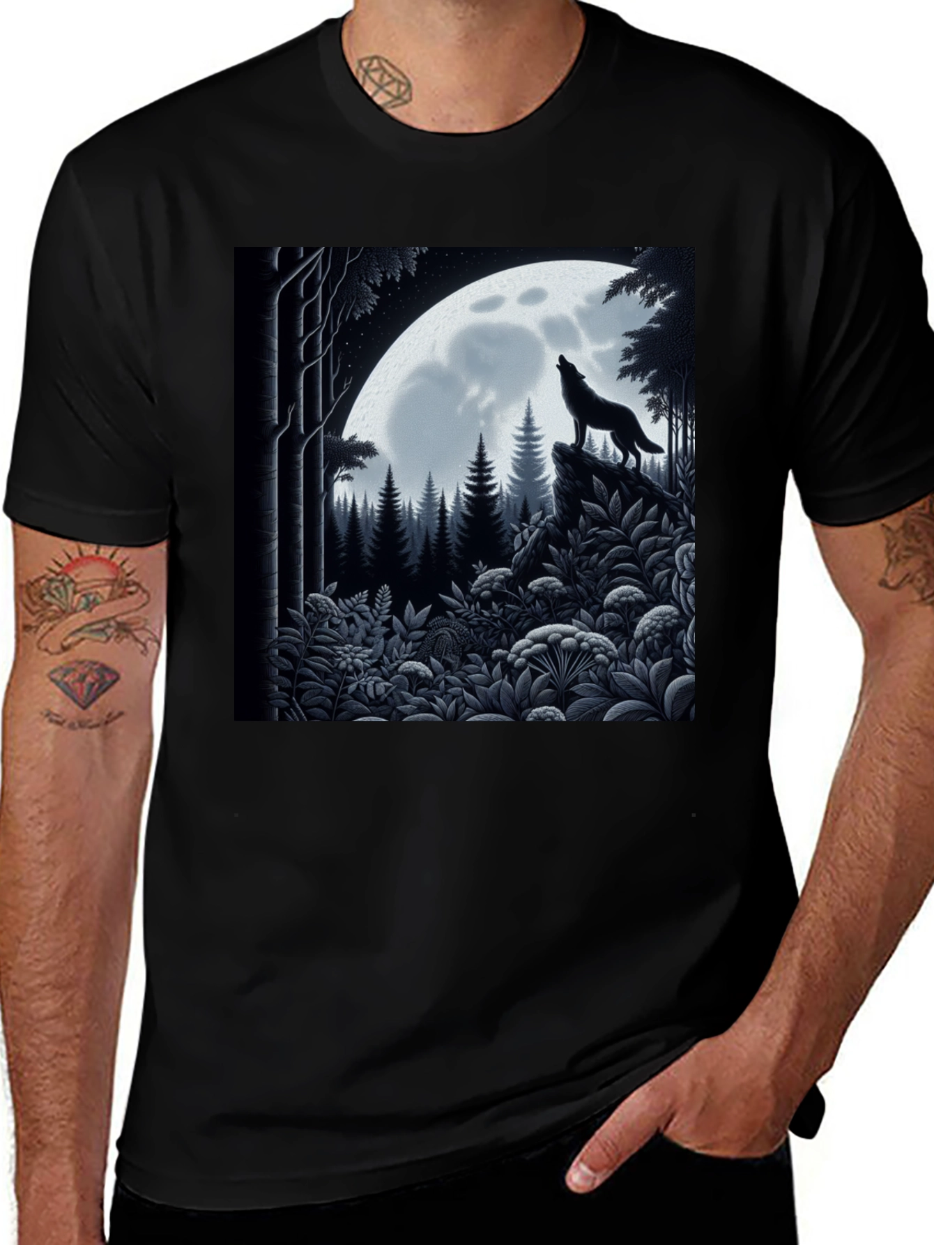 Variant 23 of Wolf Moon Forest Graphic Tee