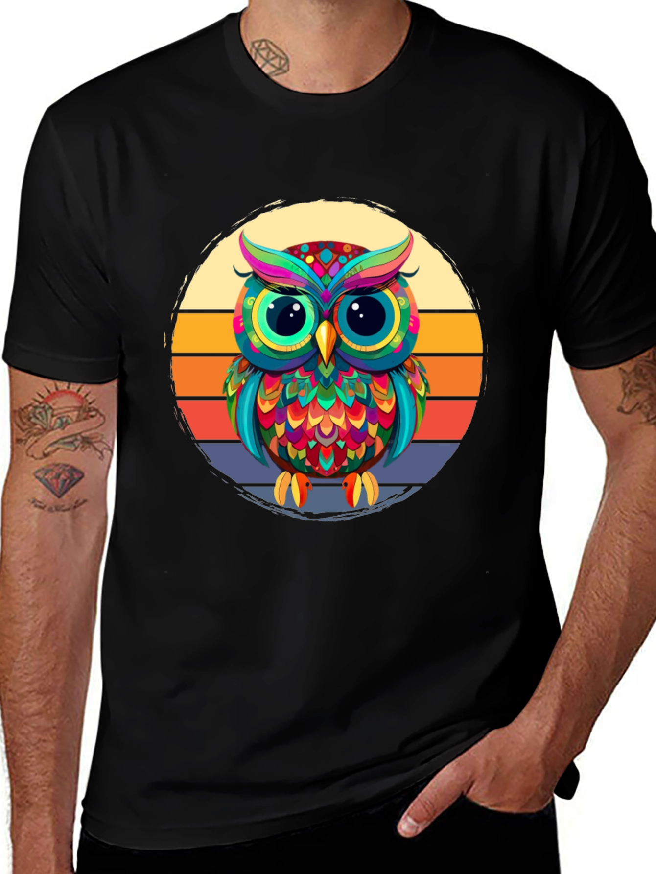Variant 10 of Retro Owl Graphic Tee - Colorful Bird T-Shirt