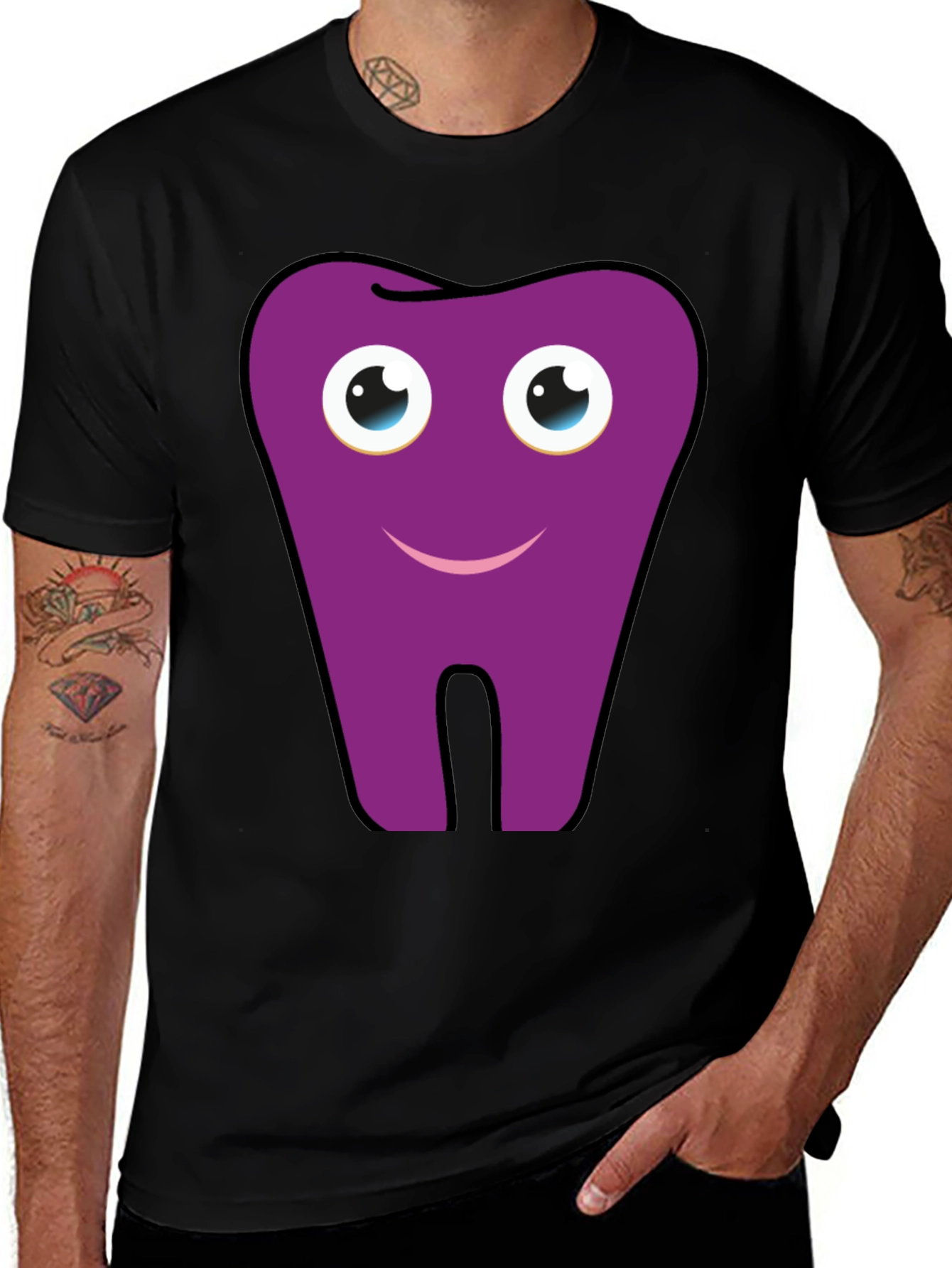 Variant 15 of Purple Tooth Graphic Black T-Shirt