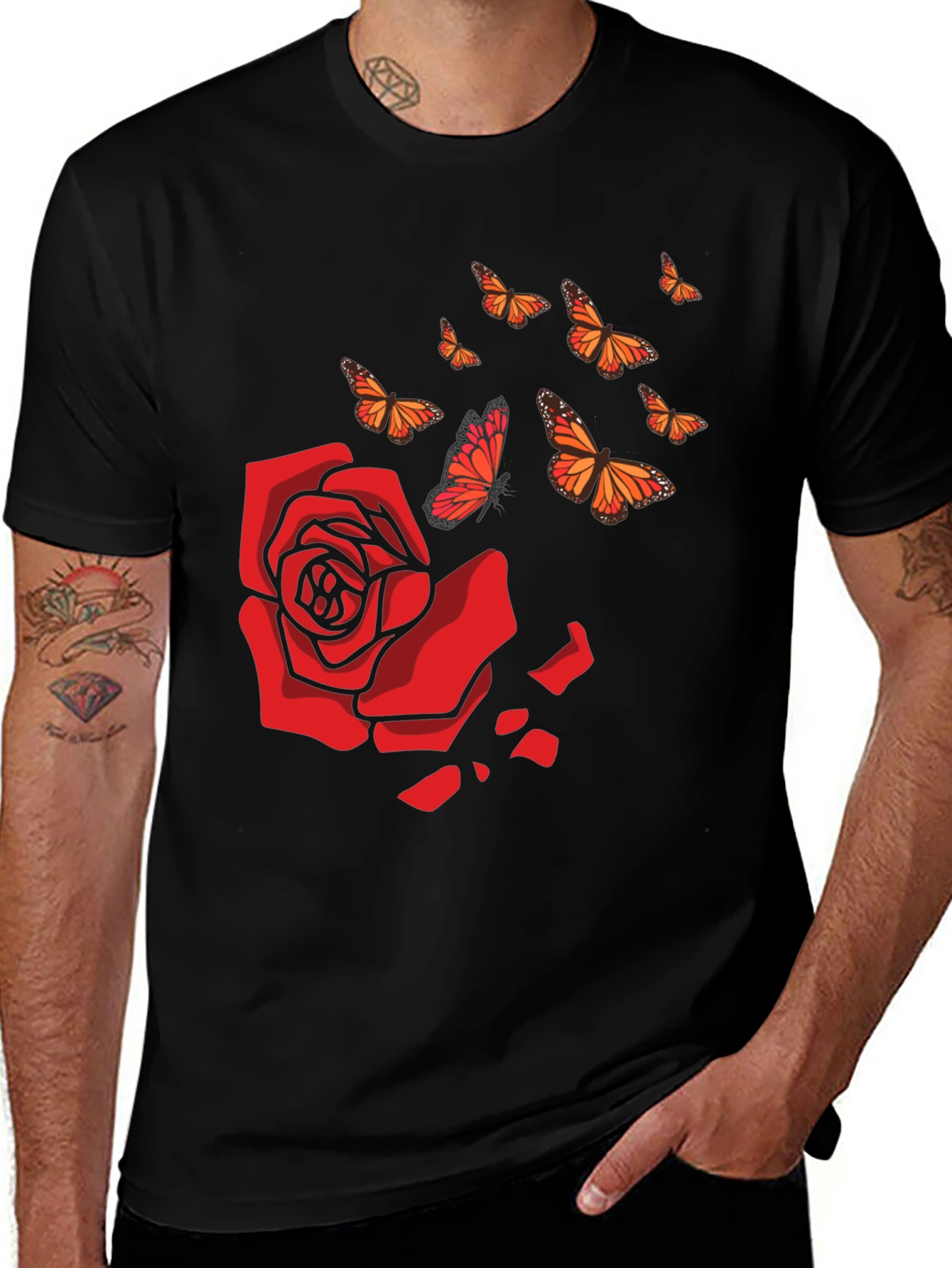 Variant 20 of Rose and Butterfly Graphic Tee