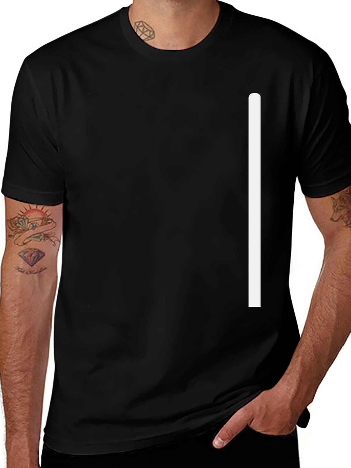 Variant 19 of Minimalist Black T-Shirt with White Stripe