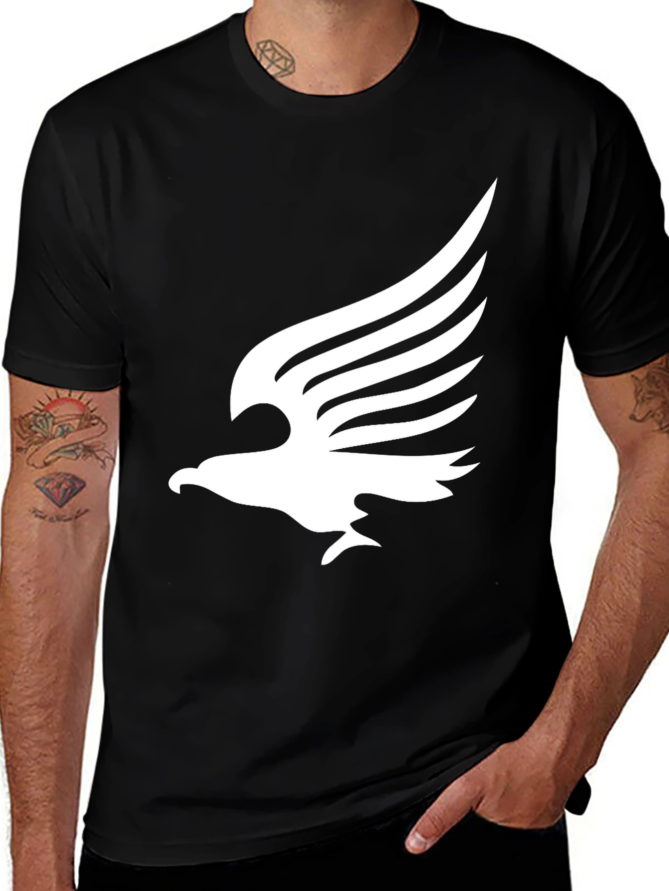 Variant 6 of Bold Eagle Graphic Tee - Black Cotton Comfort