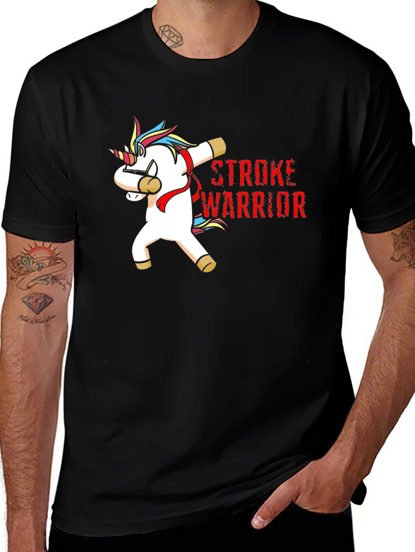 Variant 28 of Unicorn Stroke Warrior T-Shirt - Black