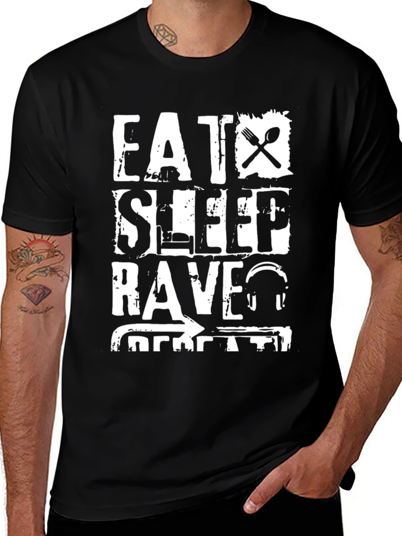 Variant 23 of Eat Sleep Rave Repeat Black T-Shirt