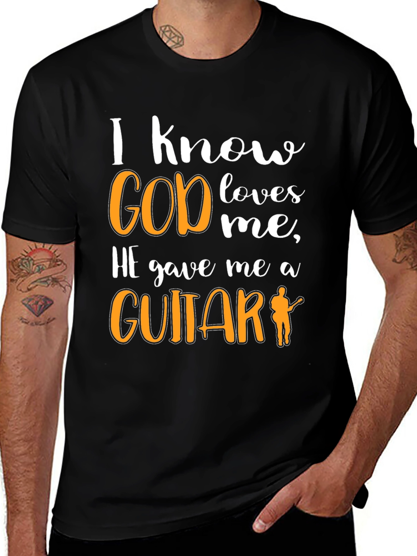 Variant 14 of I Know God Loves Me Guitar T-Shirt