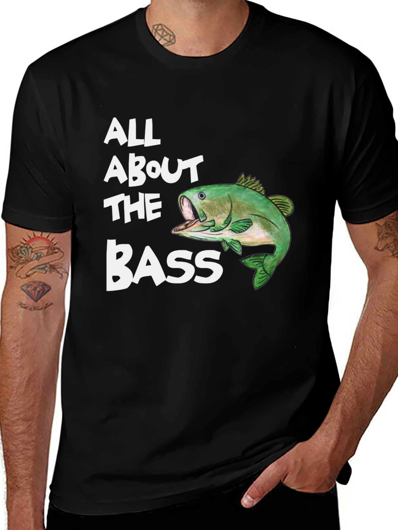 Variant 9 of All About The Bass T-Shirt - Funny Fishing Graphic Tee