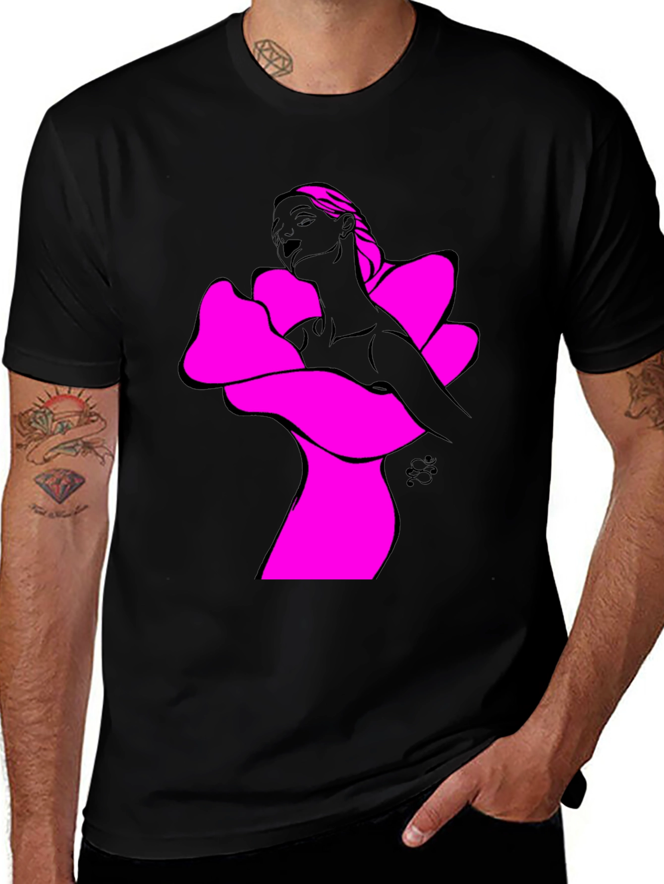 Variant 16 of Abstract Woman Graphic Tee - Bold Black Shirt