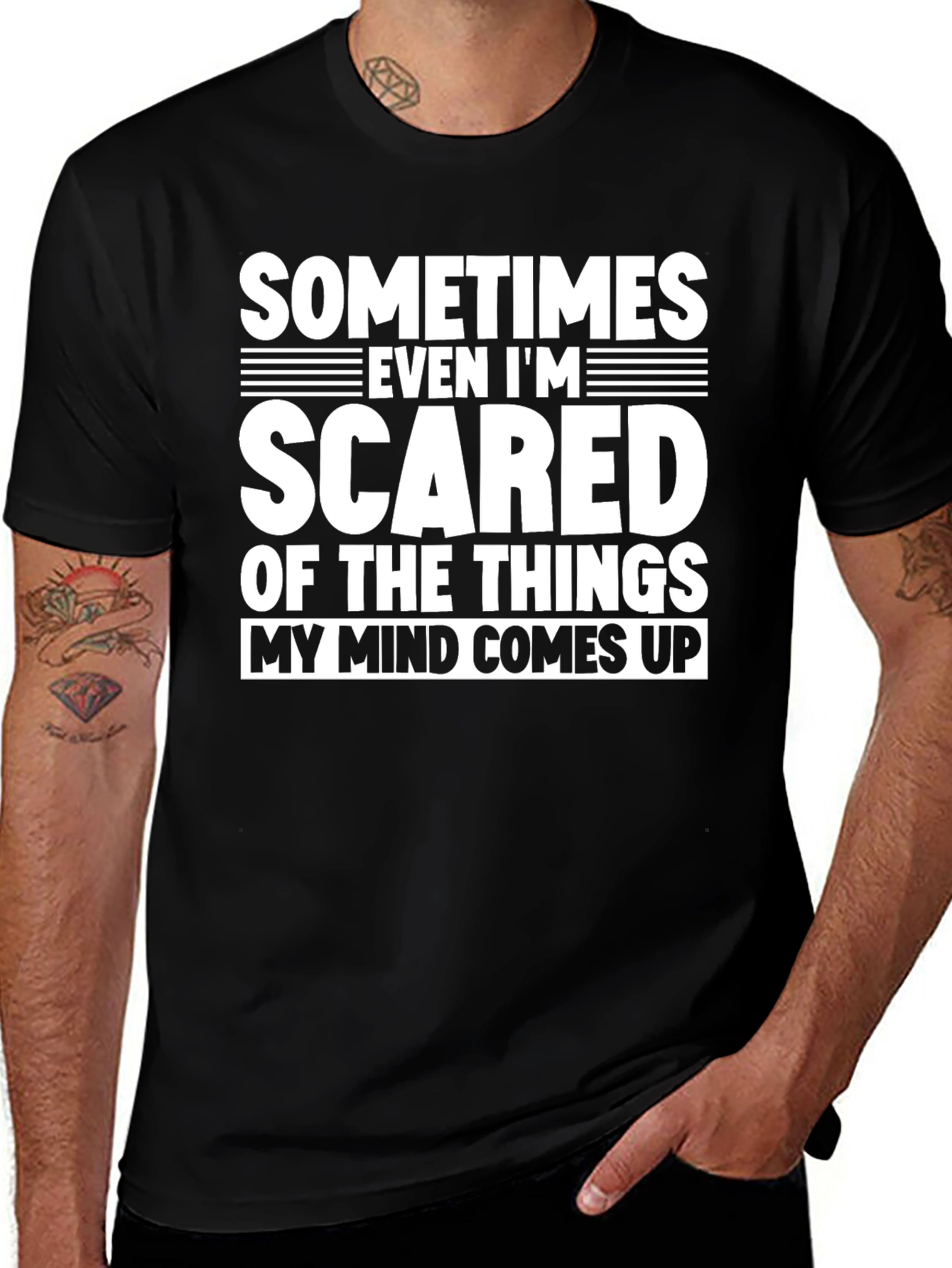 Variant 9 of Scared Mind Tee - Funny Graphic Novelty T-Shirt