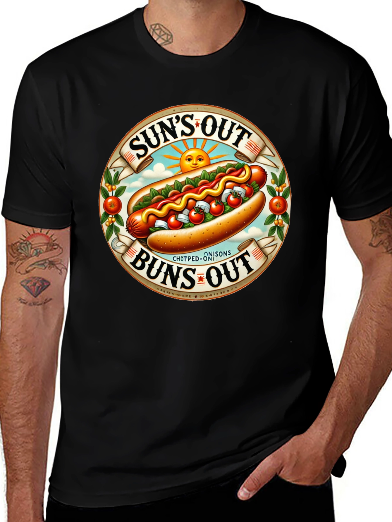 Variant 18 of Sun's Out Buns Out Hotdog Graphic T-Shirt