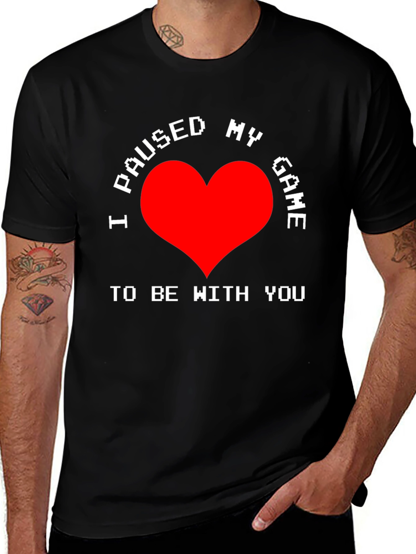 Black I Paused My Game T-Shirt - Gamer Love Tee main image