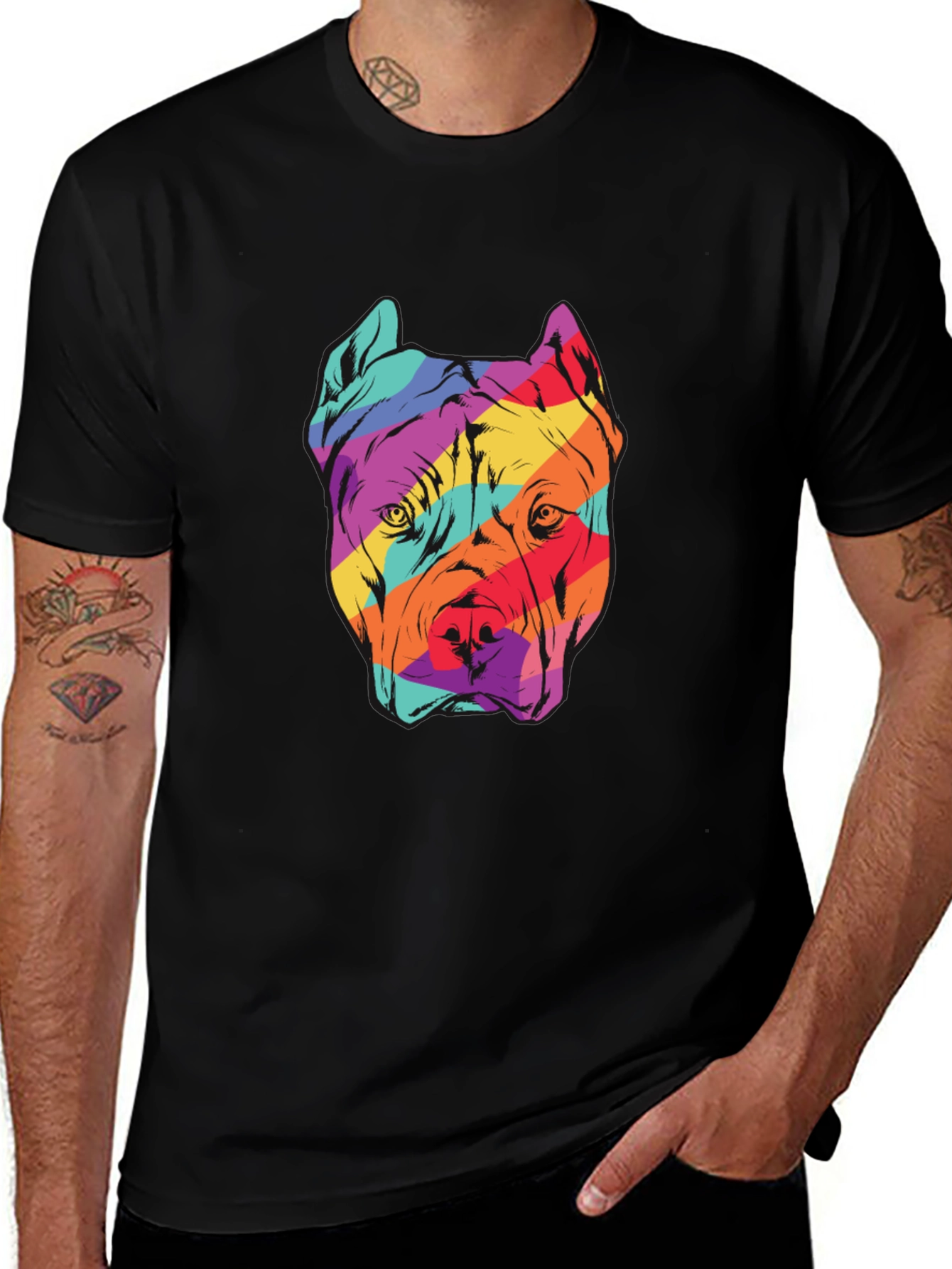 Variant 26 of Colorful Dog Graphic Black T-Shirt