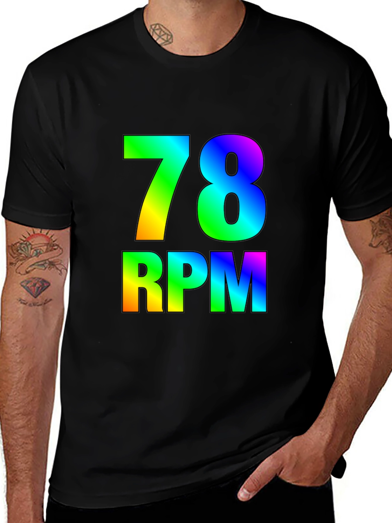 Variant 27 of Rainbow 78 RPM Black T-Shirt