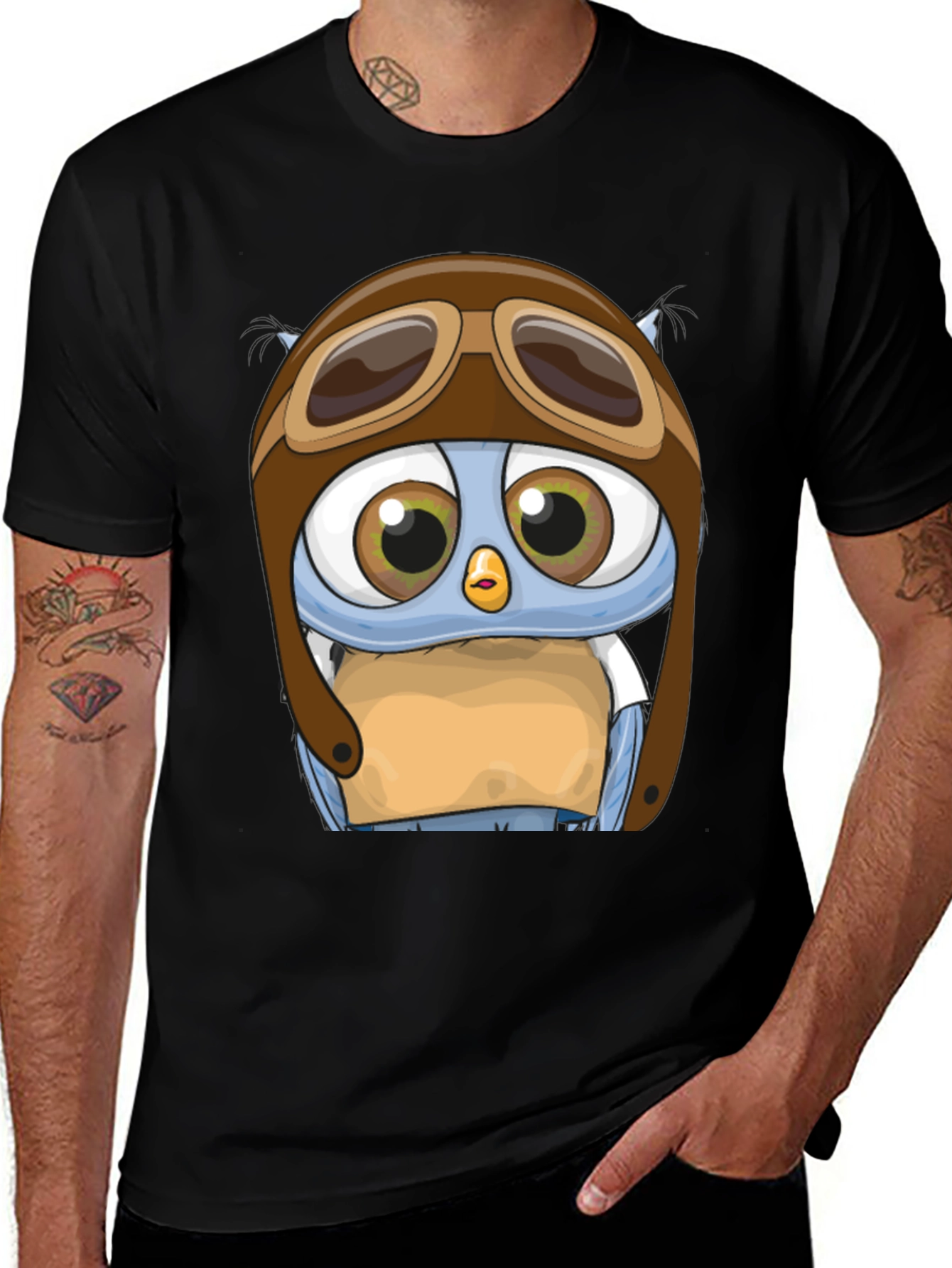 Variant 8 of Pilot Owl T-Shirt - Cartoon Aviator Design
