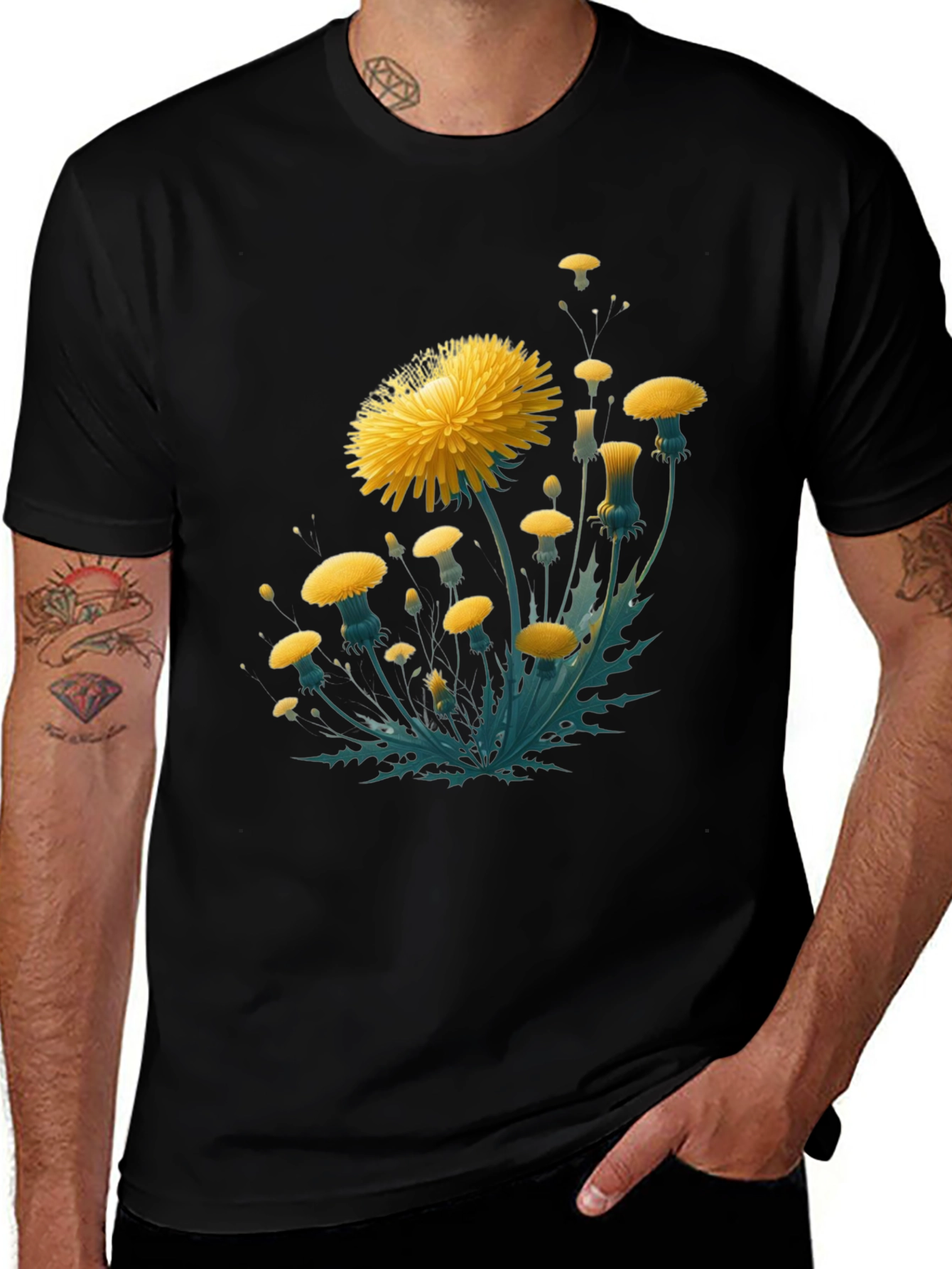 Variant 18 of Dandelion Graphic Black T-Shirt