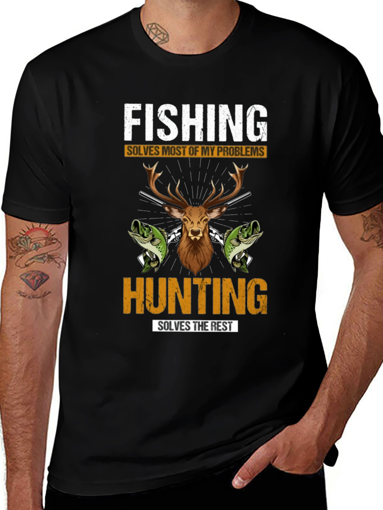 Variant 14 of Fishing & Hunting Graphic Tee - Solve Your Problems!