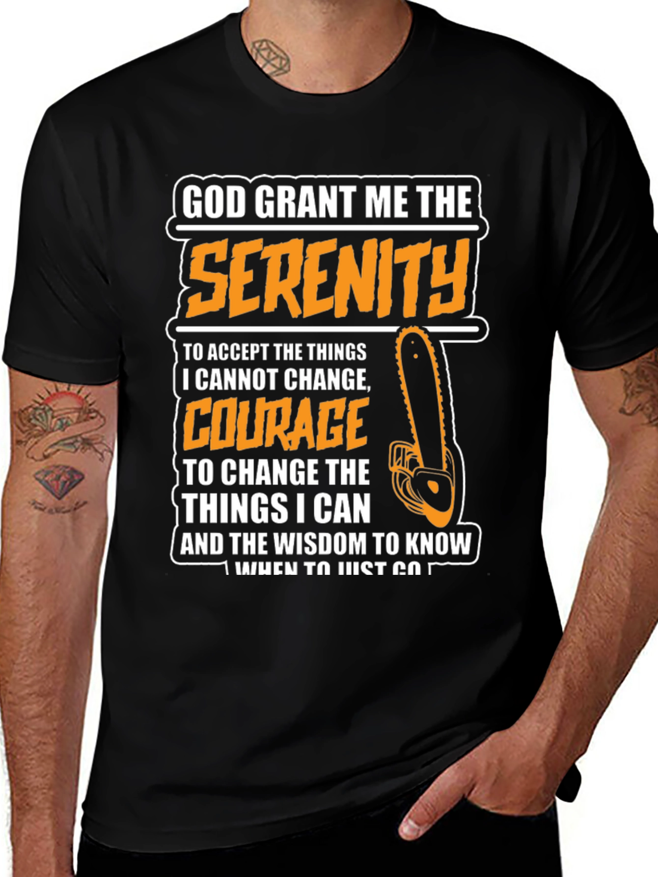 Variant 9 of Serenity Prayer Graphic Tee - Chainsaw Theme
