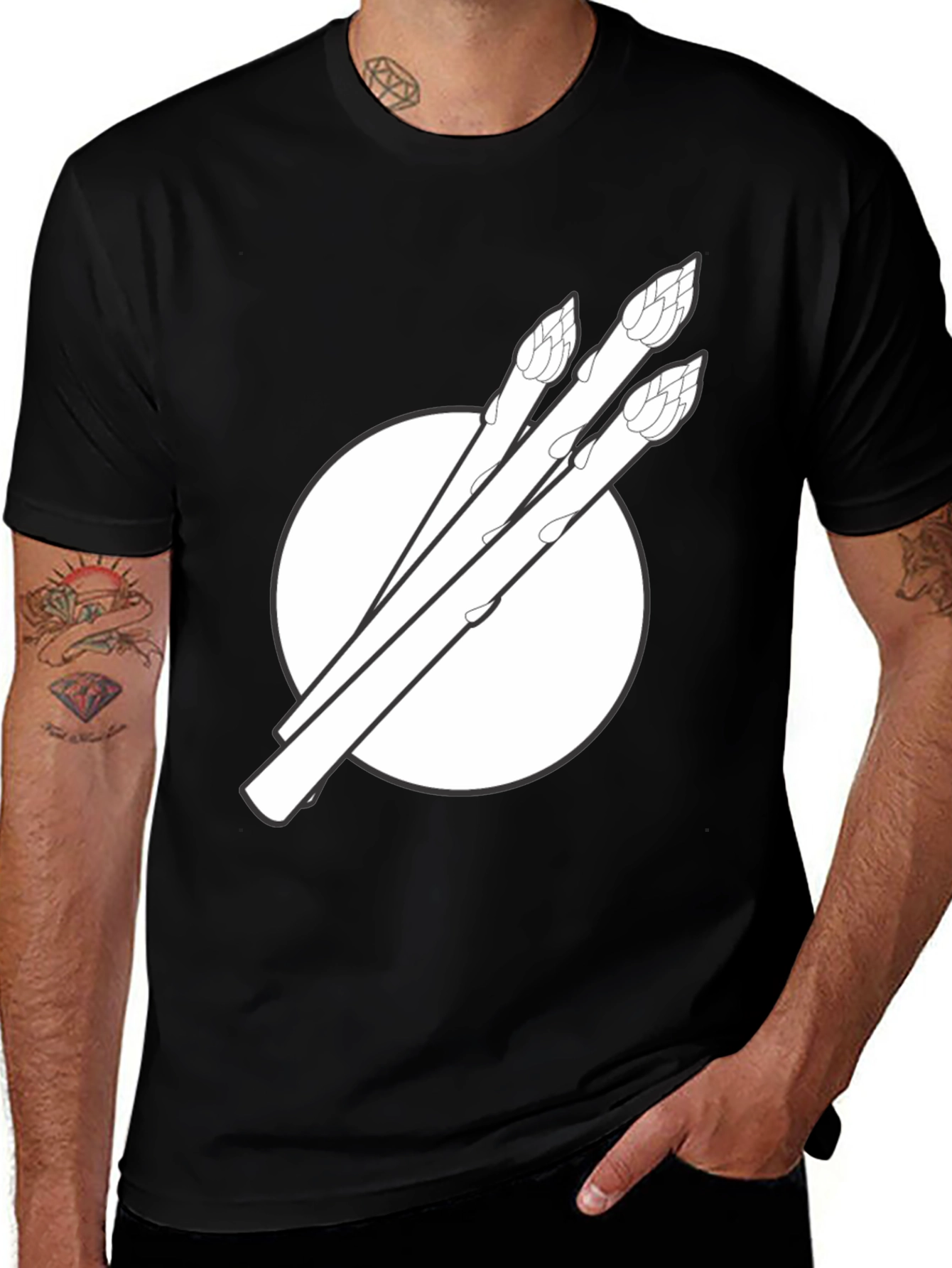 Asparagus Graphic Tee - Black Cotton T-Shirt
