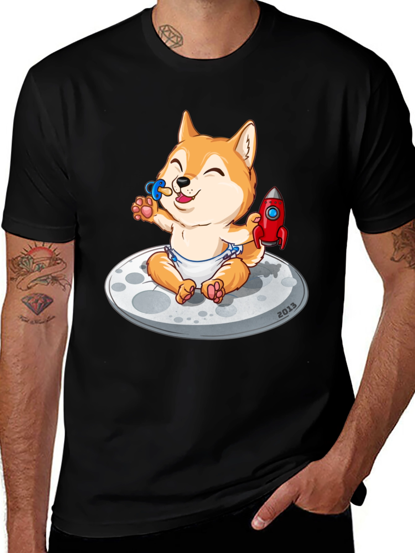Variant 4 of Cute Doge Baby on Moon T-Shirt