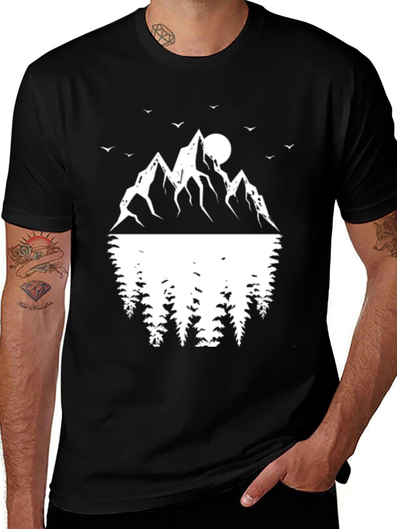 Variant 19 of Mountain & Trees Graphic Tee - Nature Lover's Shirt
