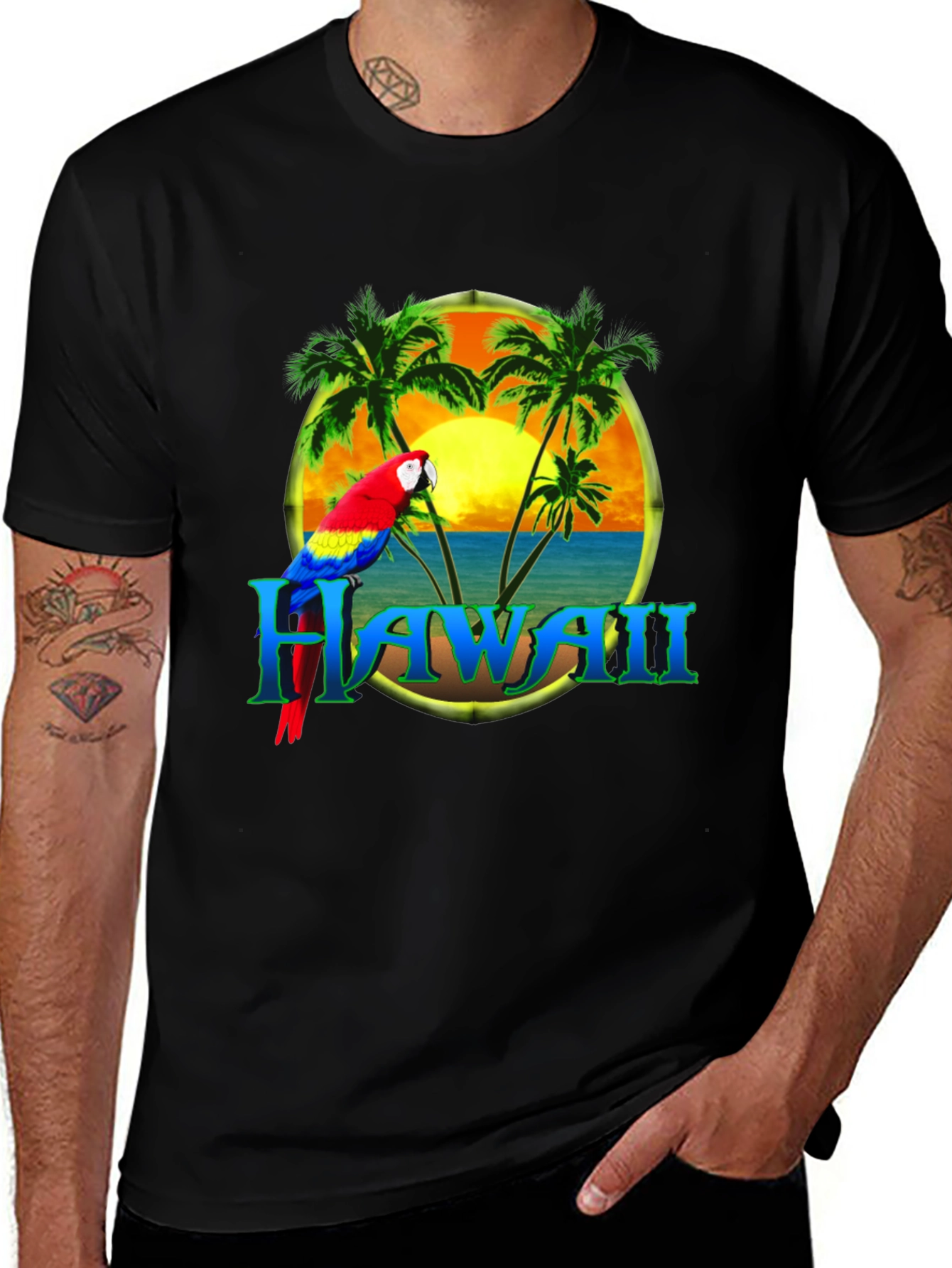 Variant 19 of Hawaii Parrot Paradise Graphic Tee