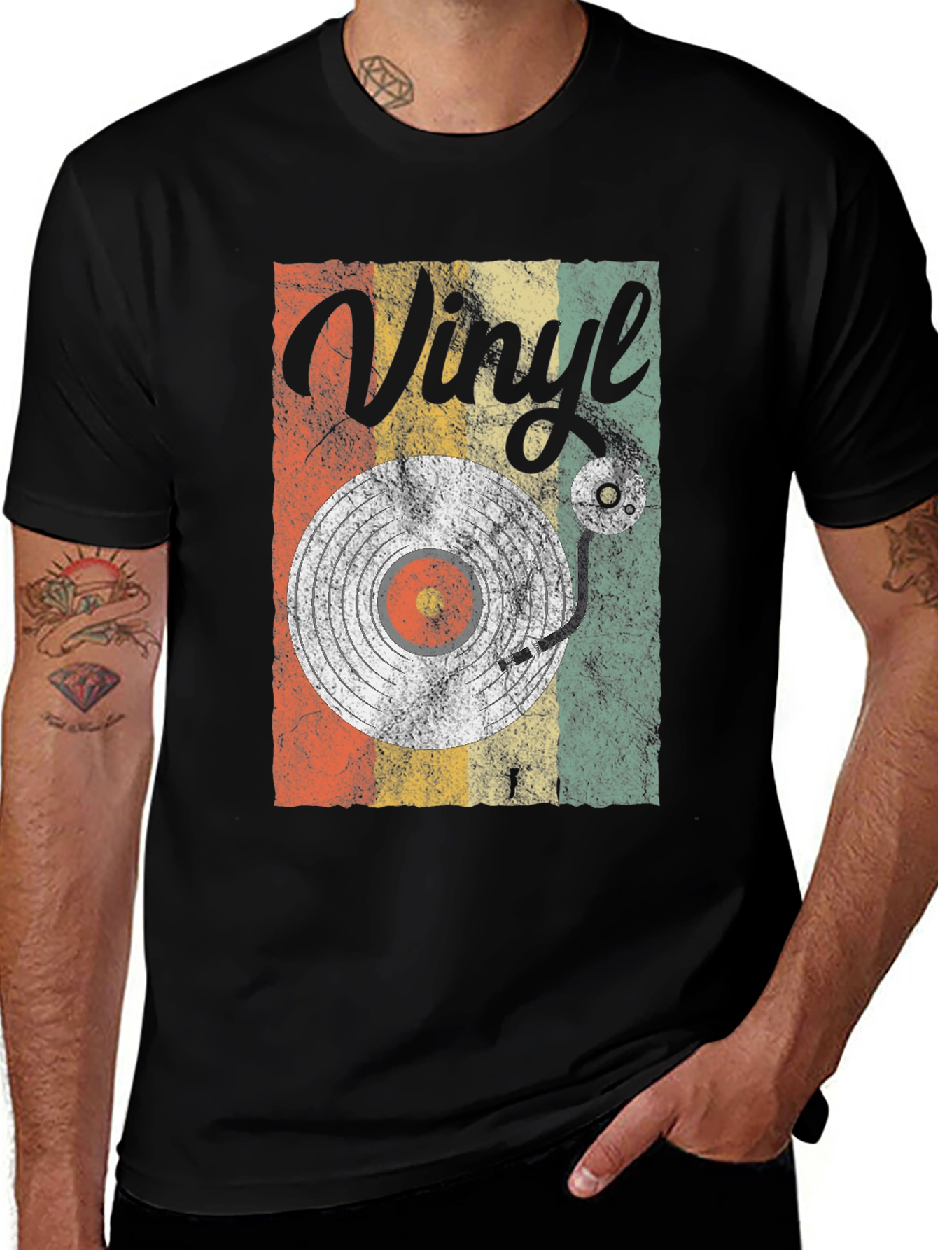 Variant 24 of Retro Vinyl Record Player Graphic Tee - Black