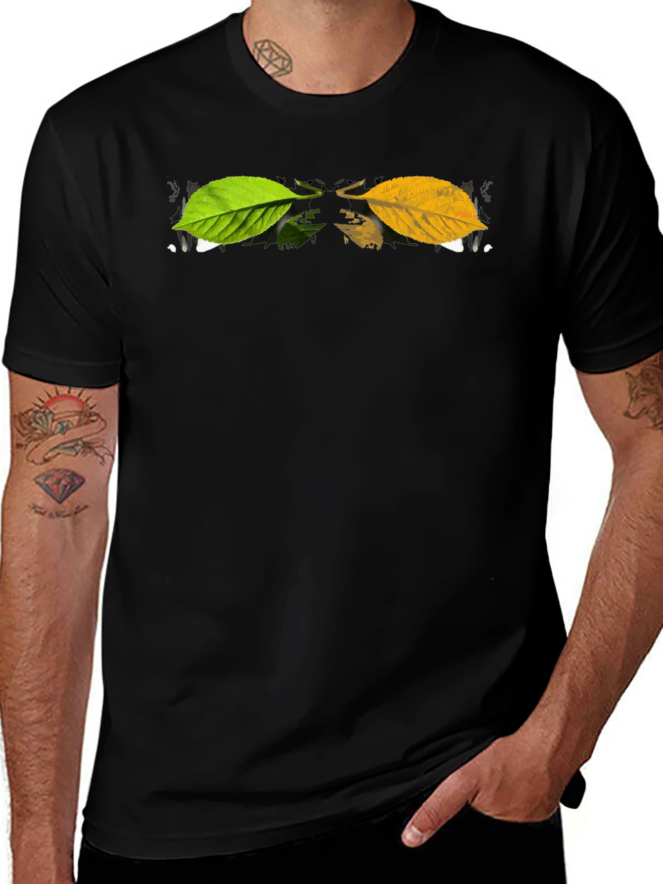 Autumn Leaf Graphic Black T-Shirt