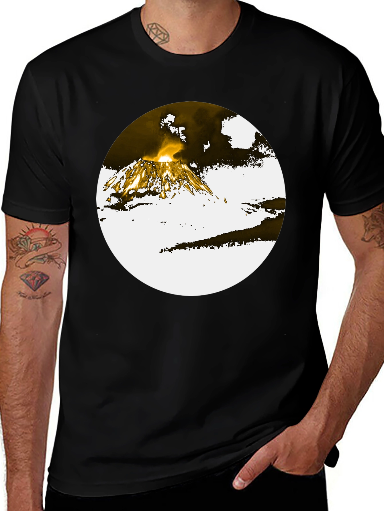 Variant 8 of Volcano Graphic Tee - Black Cotton Blend