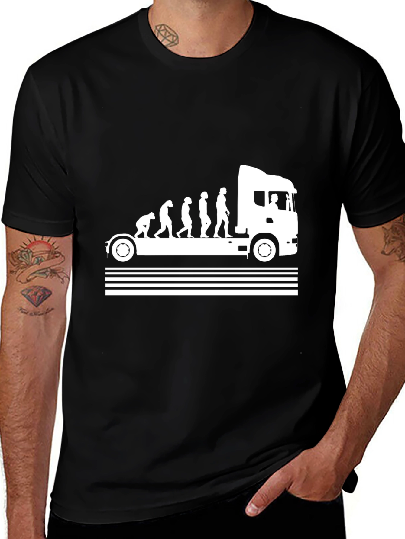 Variant 23 of Trucker Evolution T-Shirt - Black Cotton Tee