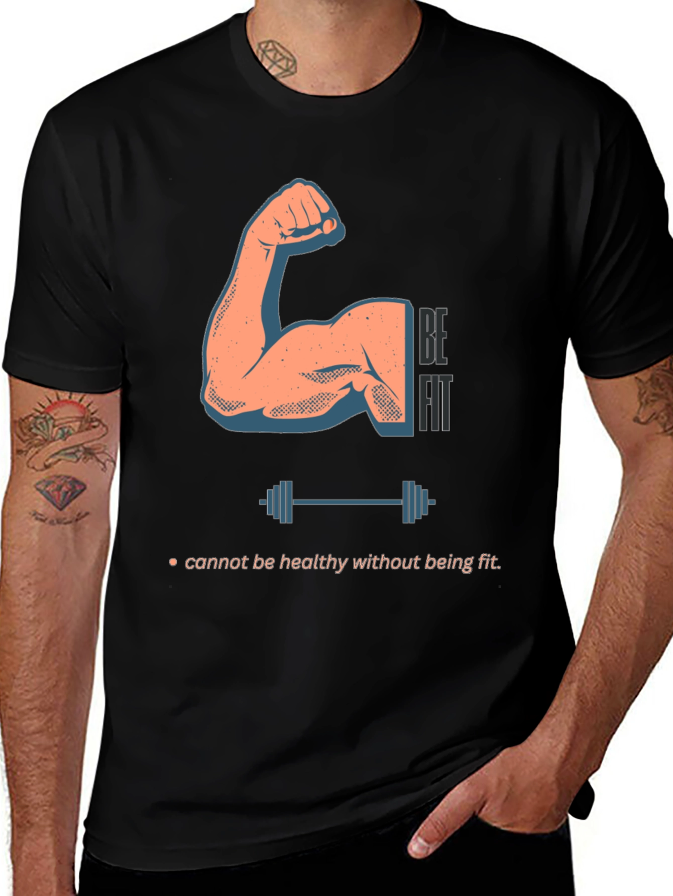 Variant 9 of Be Fit Graphic Tee - Mens Workout Shirt