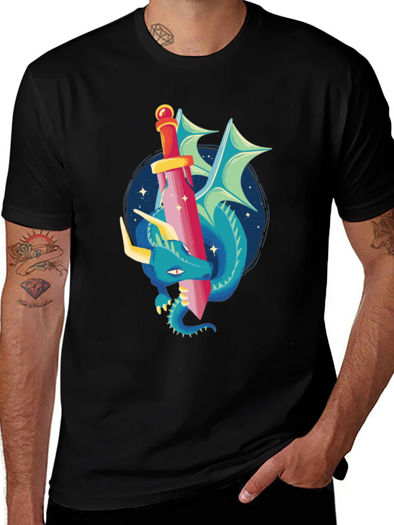 Variant 5 of Dragon Sword Graphic Tee - Fantasy Style T-Shirt