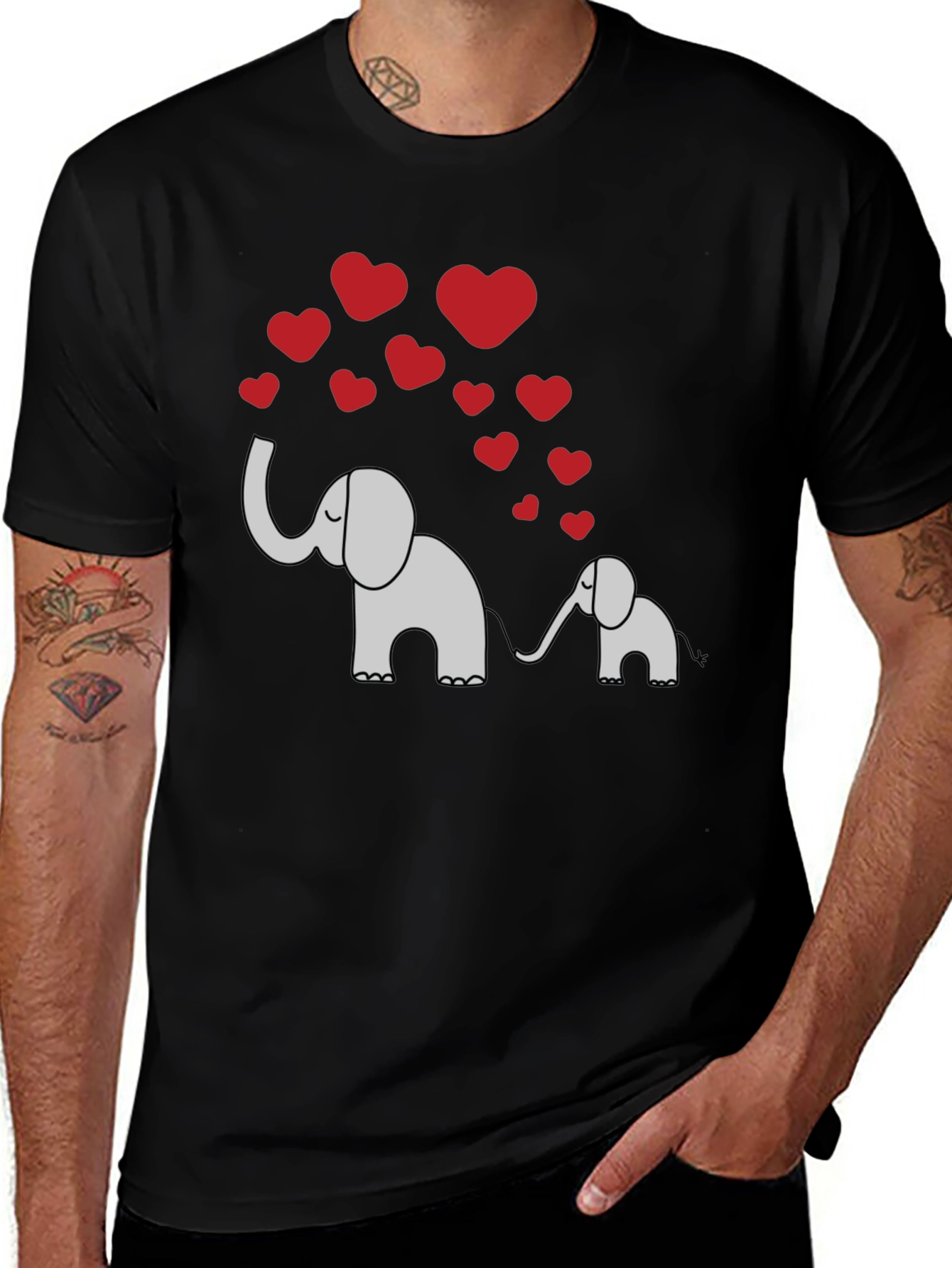 Variant 3 of Elephant Love T-Shirt - Black