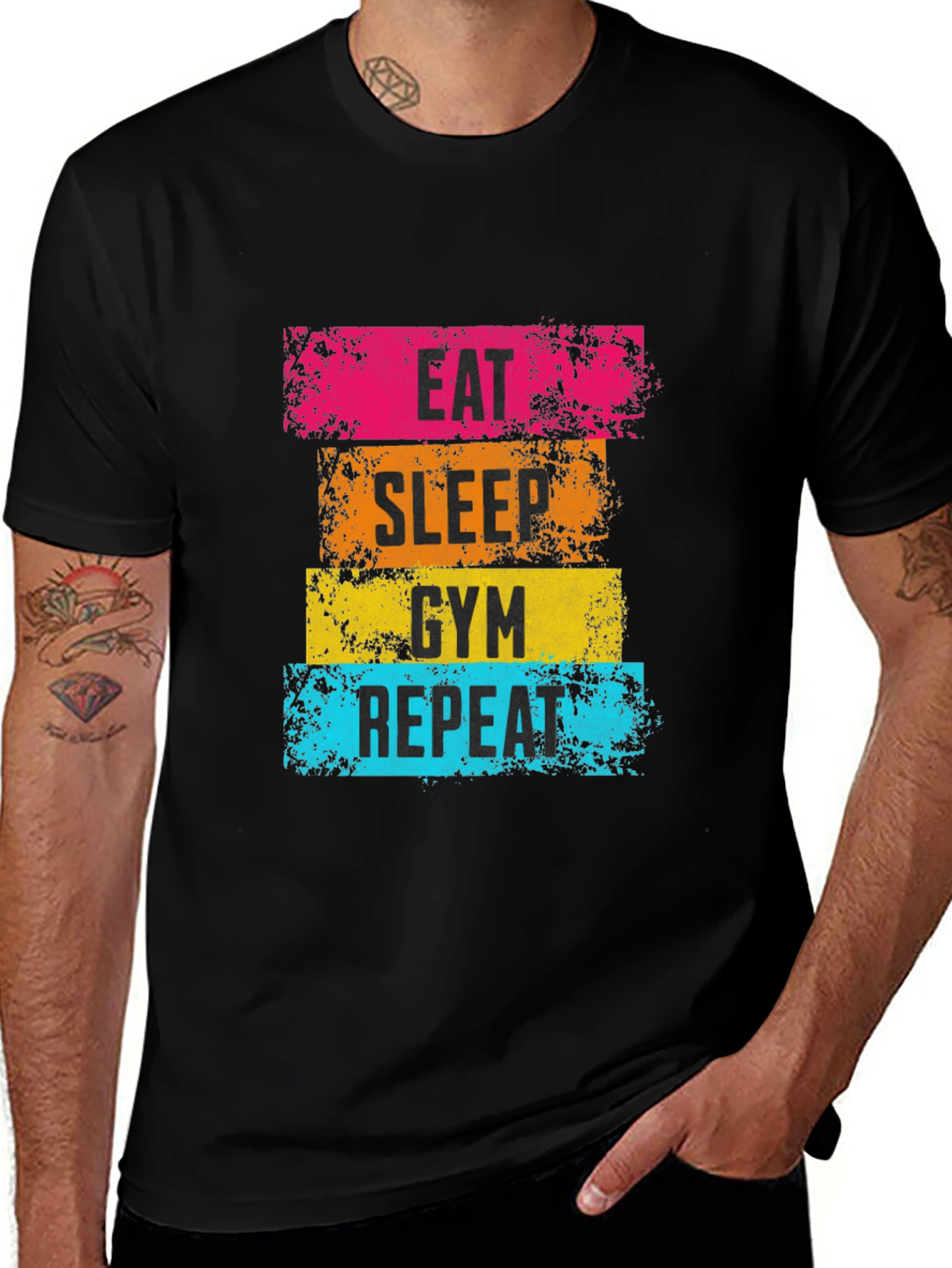 Variant 10 of Eat Sleep Gym Repeat Graphic Tee