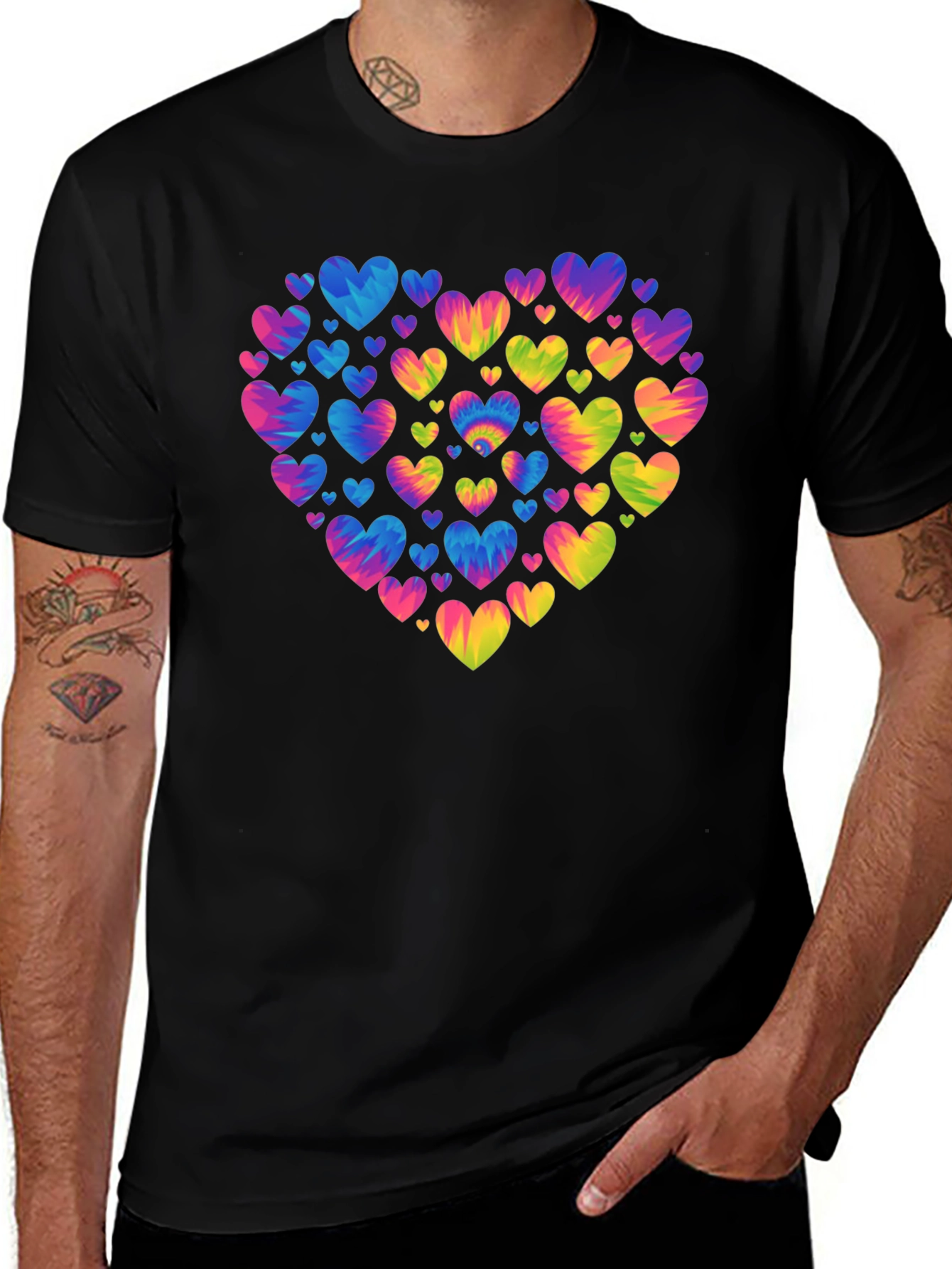 Variant 23 of Tie Dye Heart T-Shirt - Colorful Love