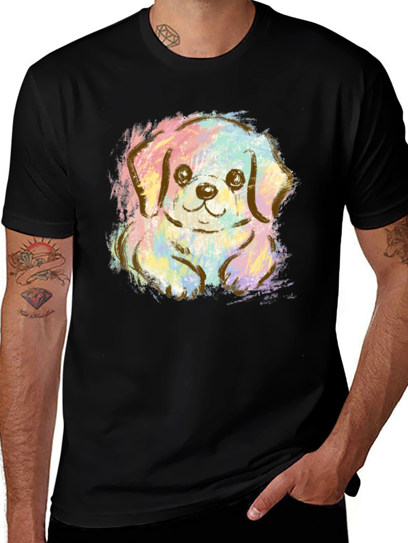 Variant 5 of Cute Puppy Pastel Graphic T-Shirt - Unisex Crew Neck