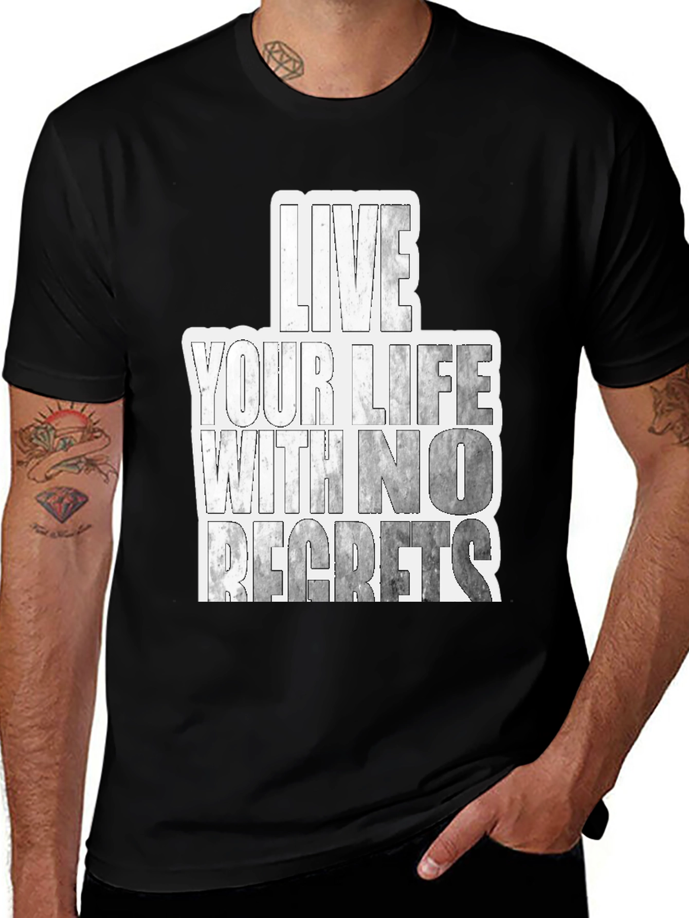 Variant 23 of Live With No Regrets Graphic Tee - Black