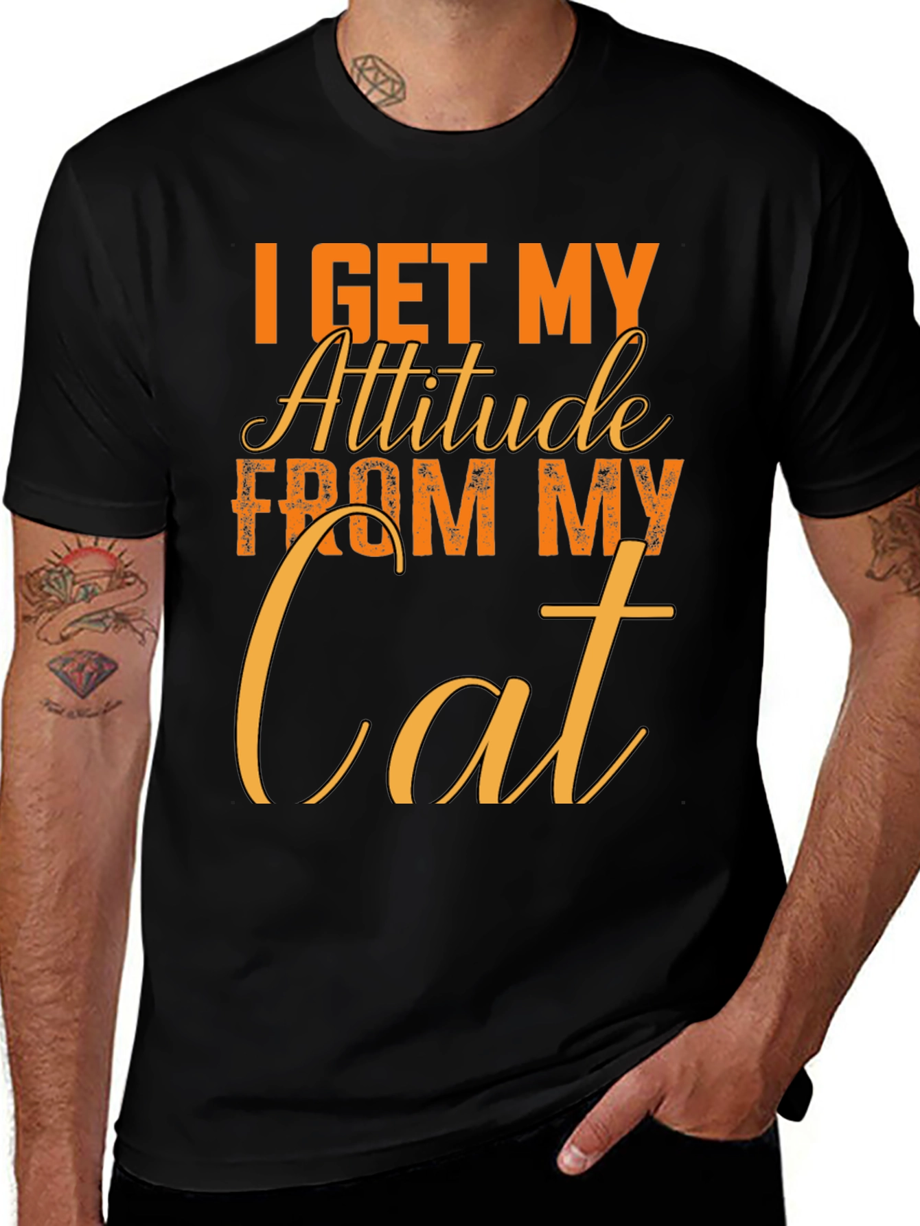 Variant 15 of I Get My Attitude From My Cat Funny Novelty T-Shirt