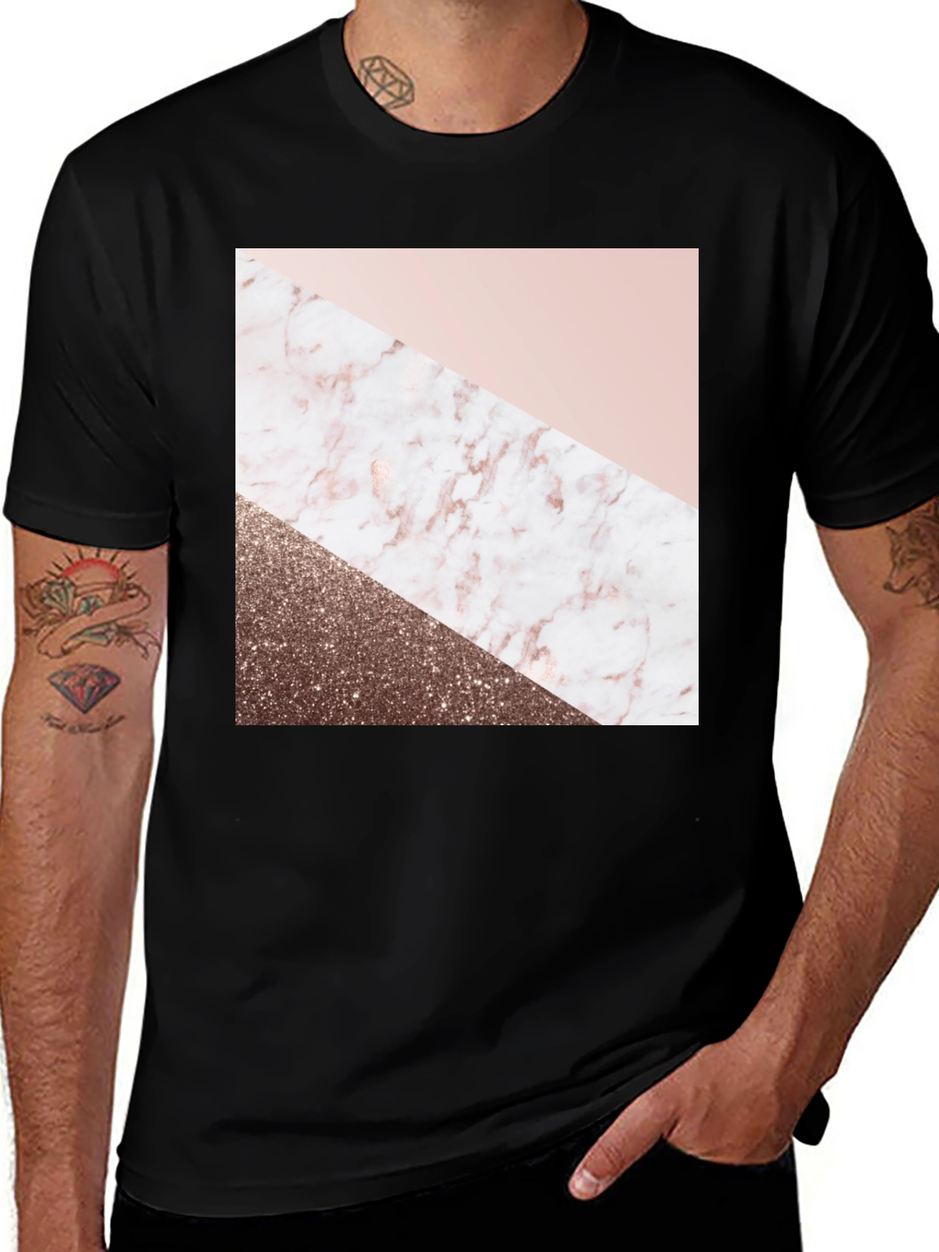Variant 23 of Geometric Marble & Glitter Print Tee