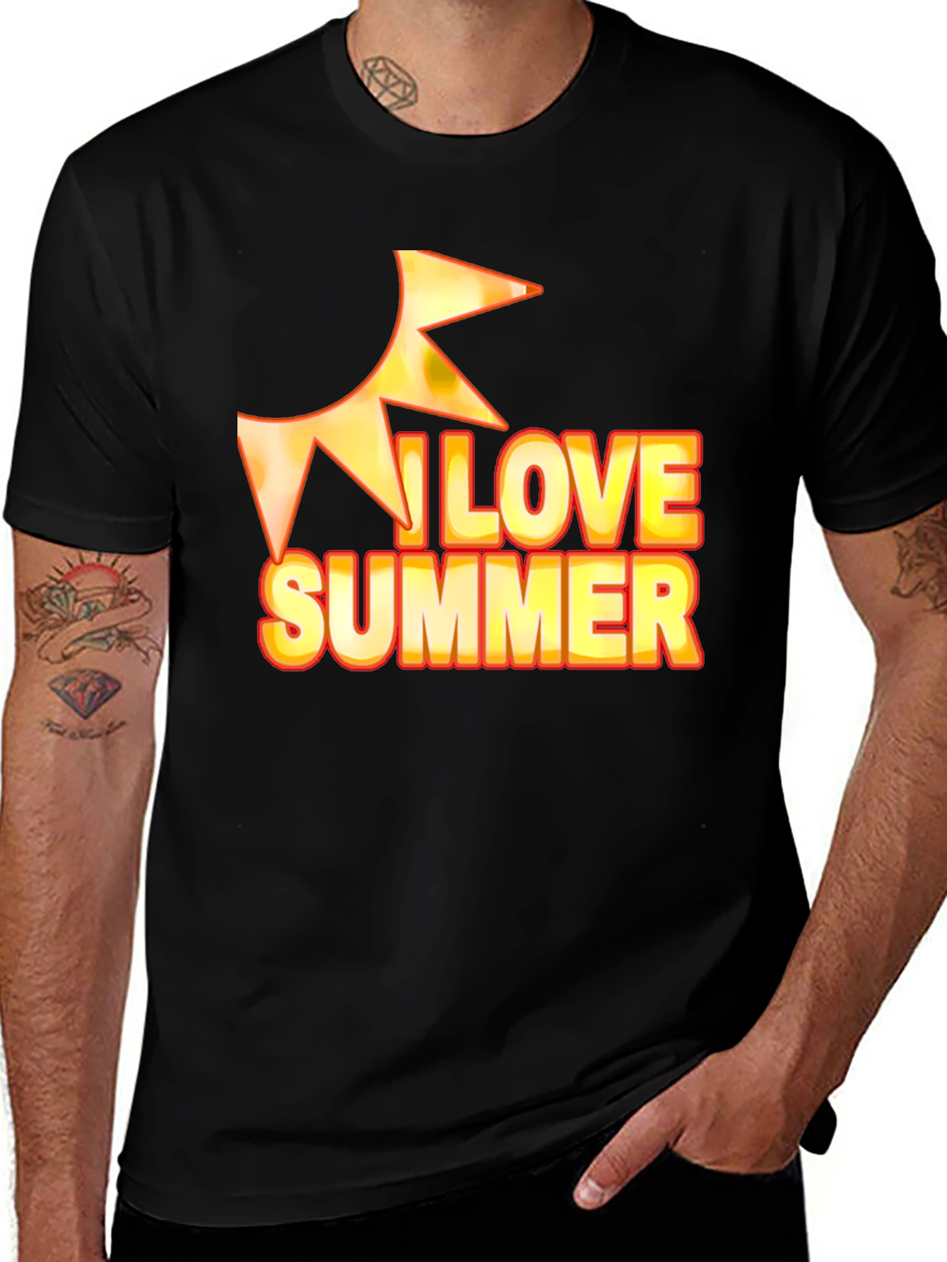 Variant 16 of I Love Summer Graphic Tee - Men's Black T-Shirt
