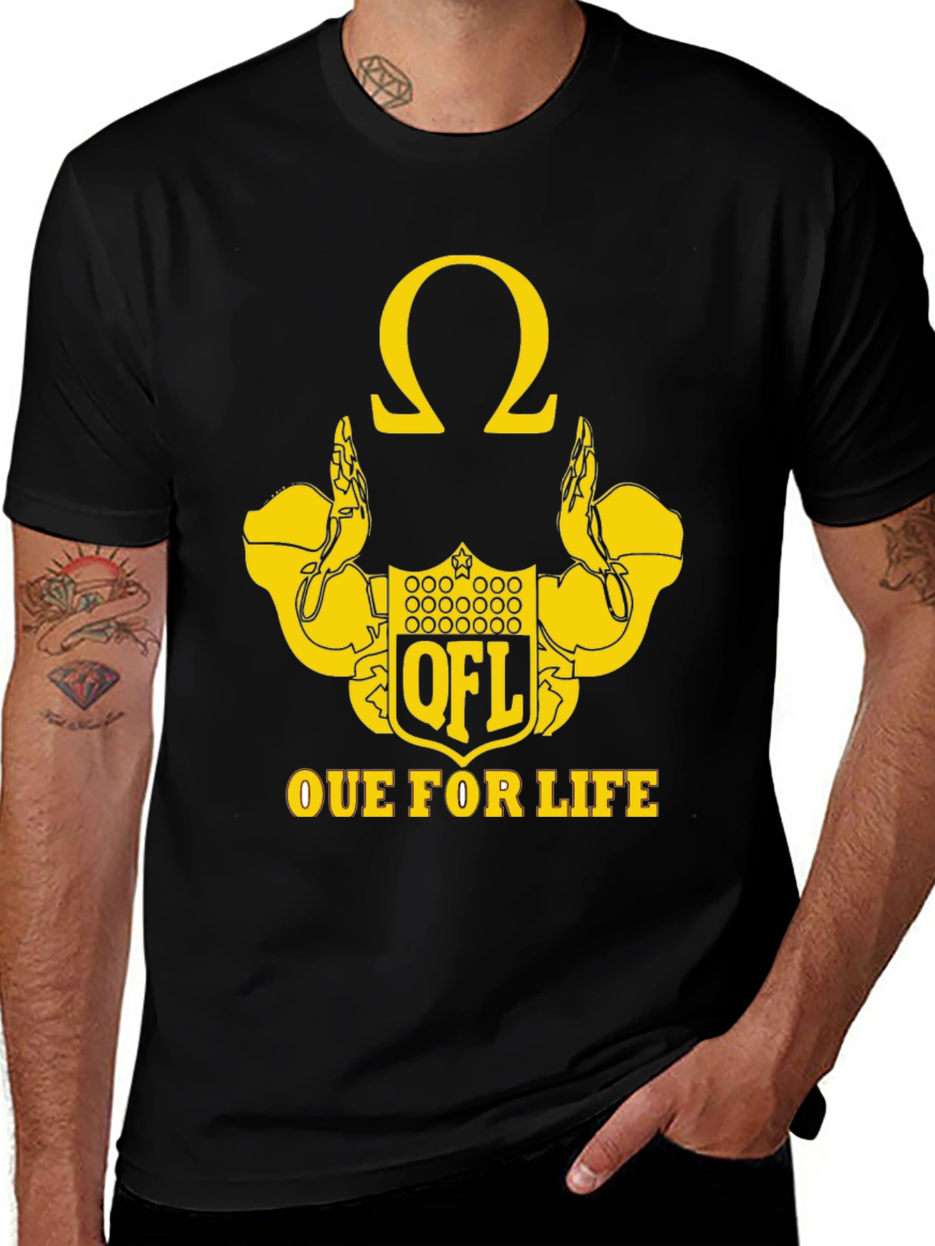OUE for Life T-Shirt - Black & Gold Fraternity Tee