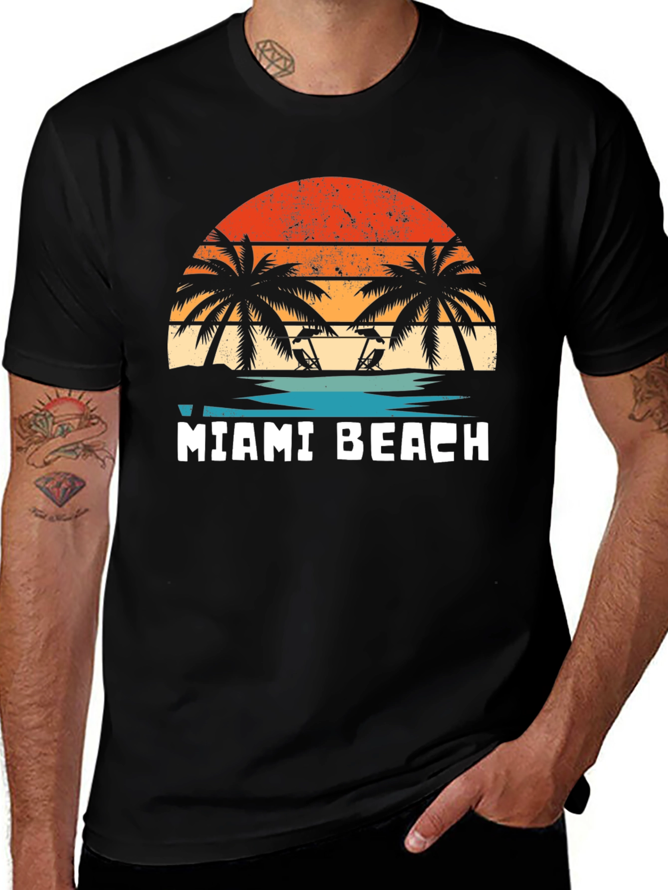 Miami Beach Sunset Graphic T-Shirt