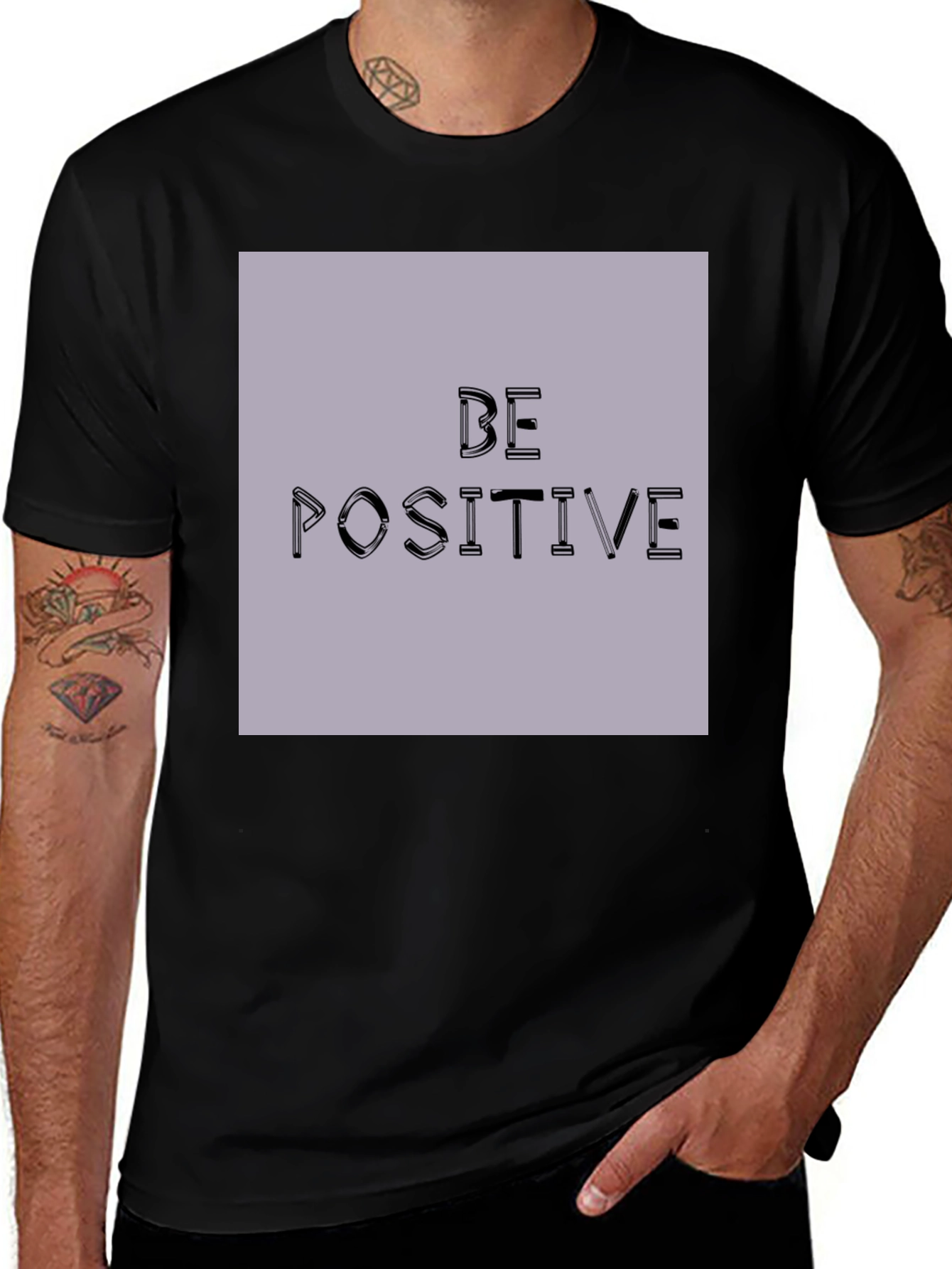 Variant 23 of Be Positive Graphic Tee - Black