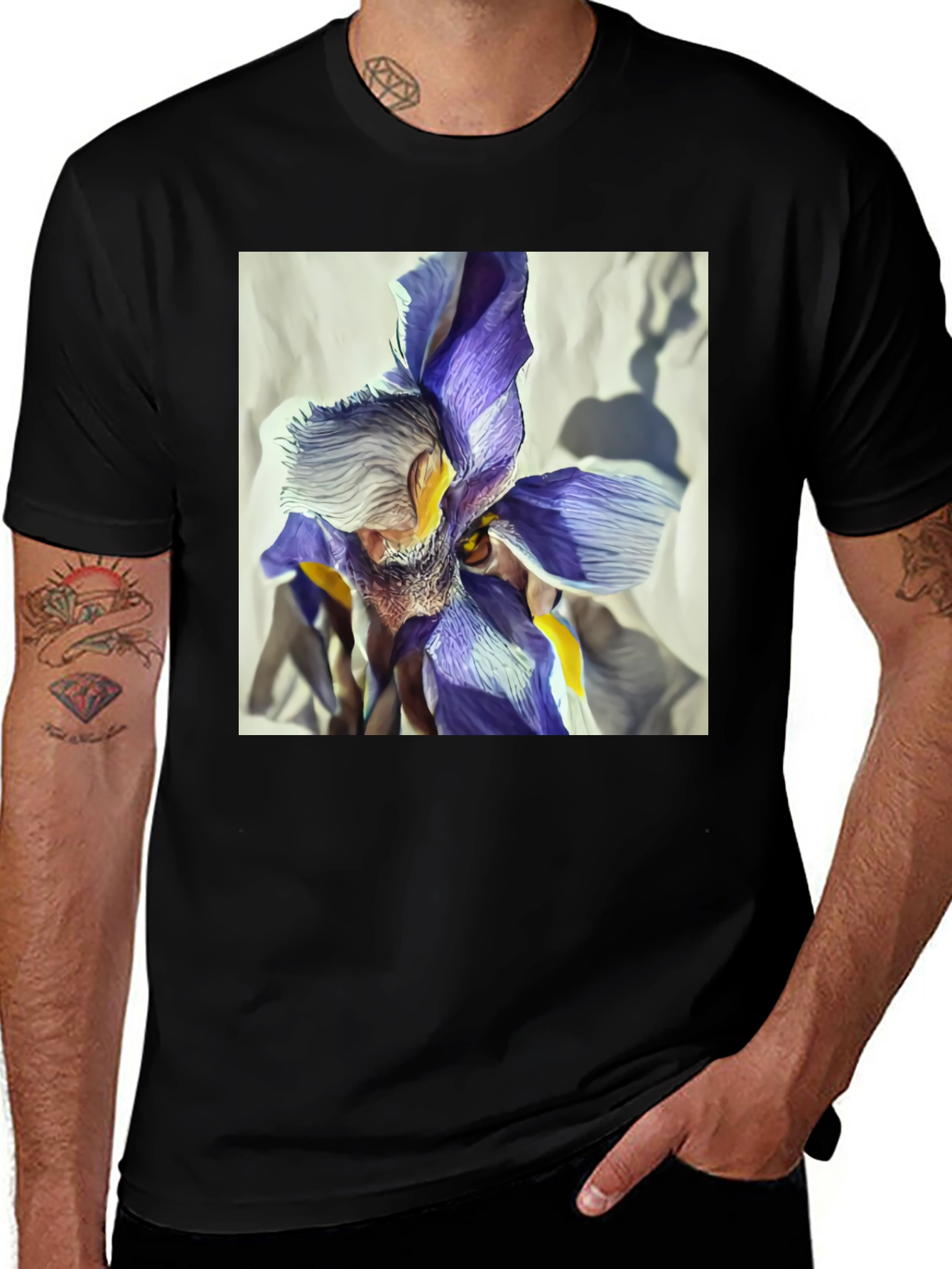 Variant 30 of Floral Iris Graphic Black T-Shirt