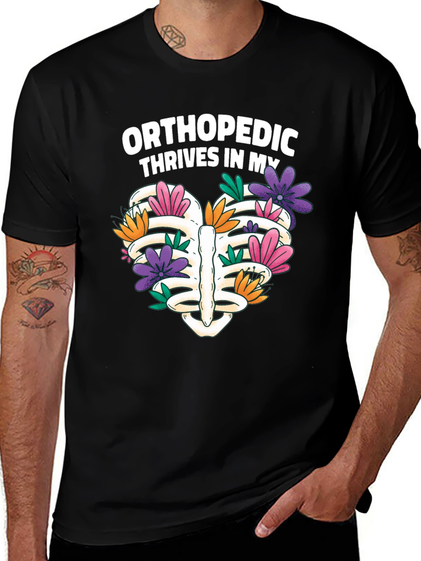 Variant 17 of Orthopedic Rib Cage Heart Graphic T-Shirt