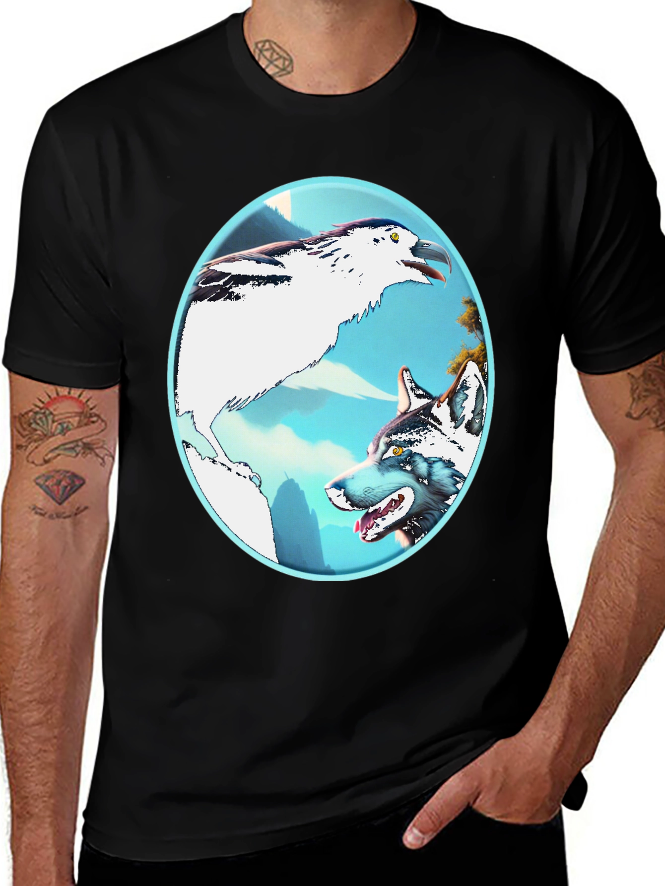 Variant 16 of Wolf & Bird Graphic Tee